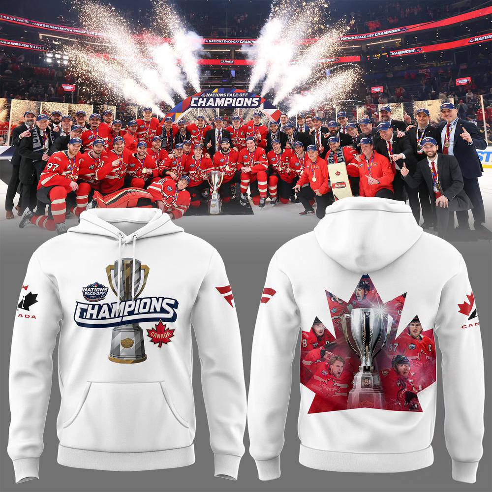 Face-Off Champions 2025 Canada Team Hockey Limited Winner White Hoodie Hockey Fan Gifts