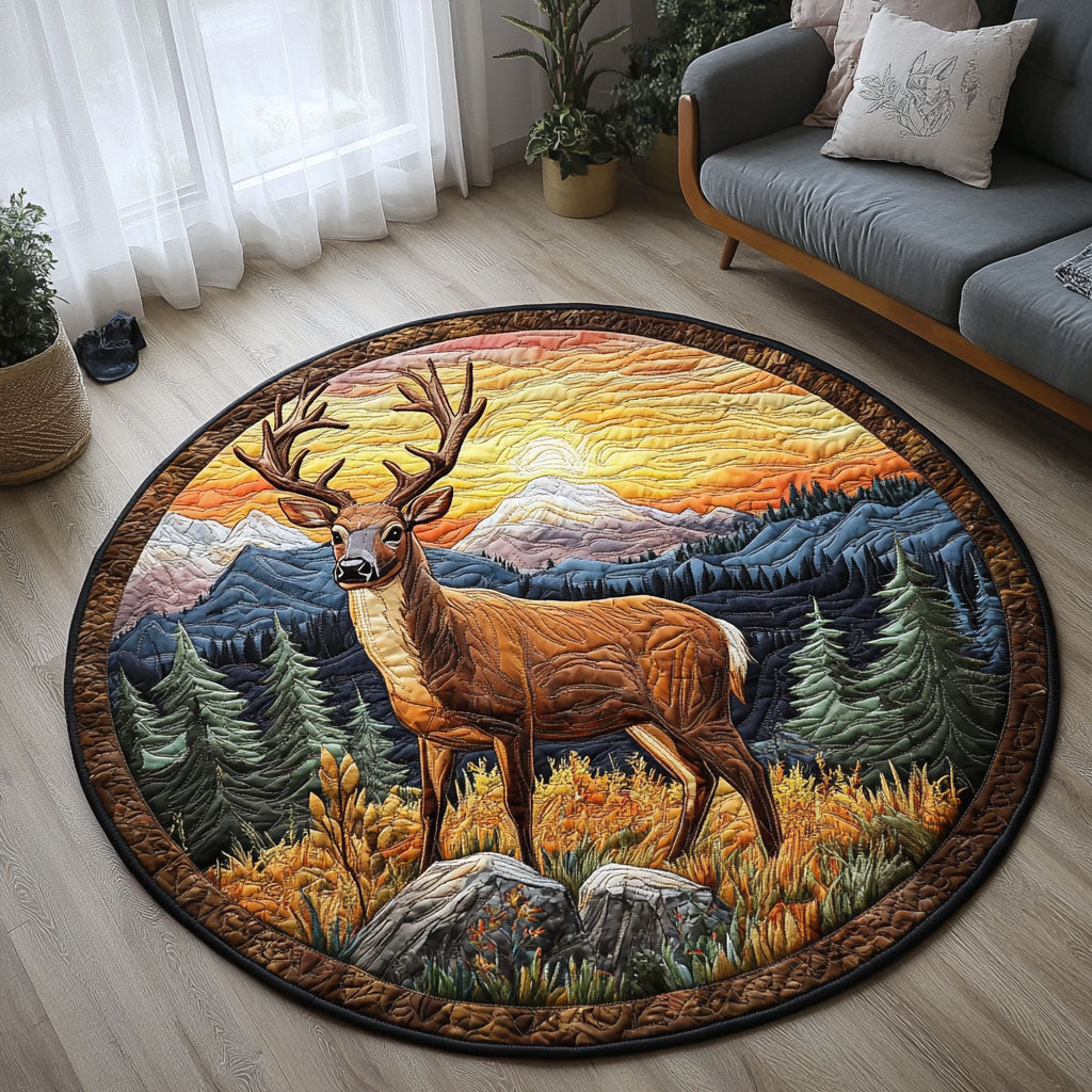 Fading Light Deer Quilted Round Mat Foyer Decor Ideas Gifts For Farmer Boyfriend