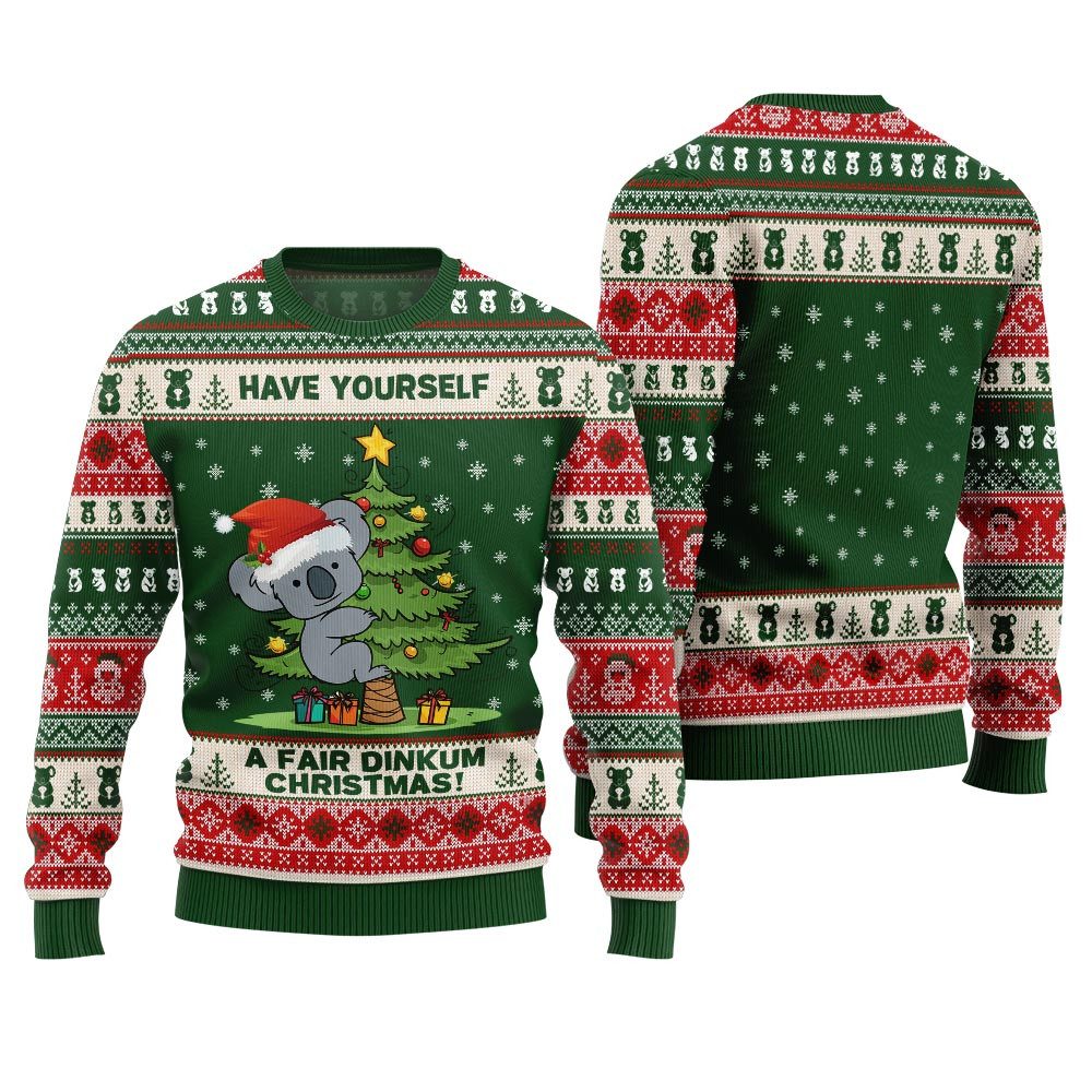 Fair Dinkum Koala Ugly Christmas Sweater Warm Winter Sweater to Brighten Your Holidays
