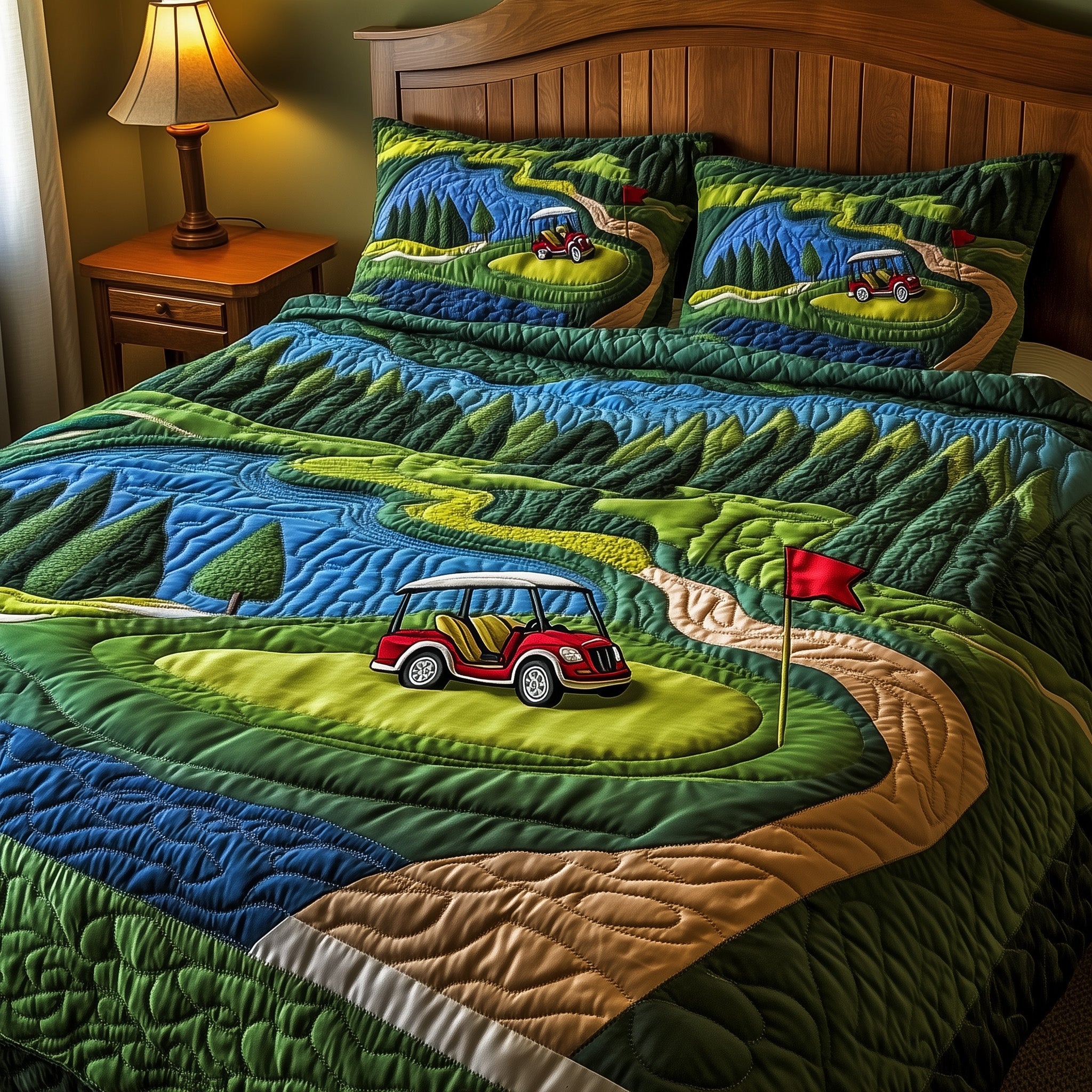 Fairway Dreams Quilted Bedding Set Cozy Bedroom