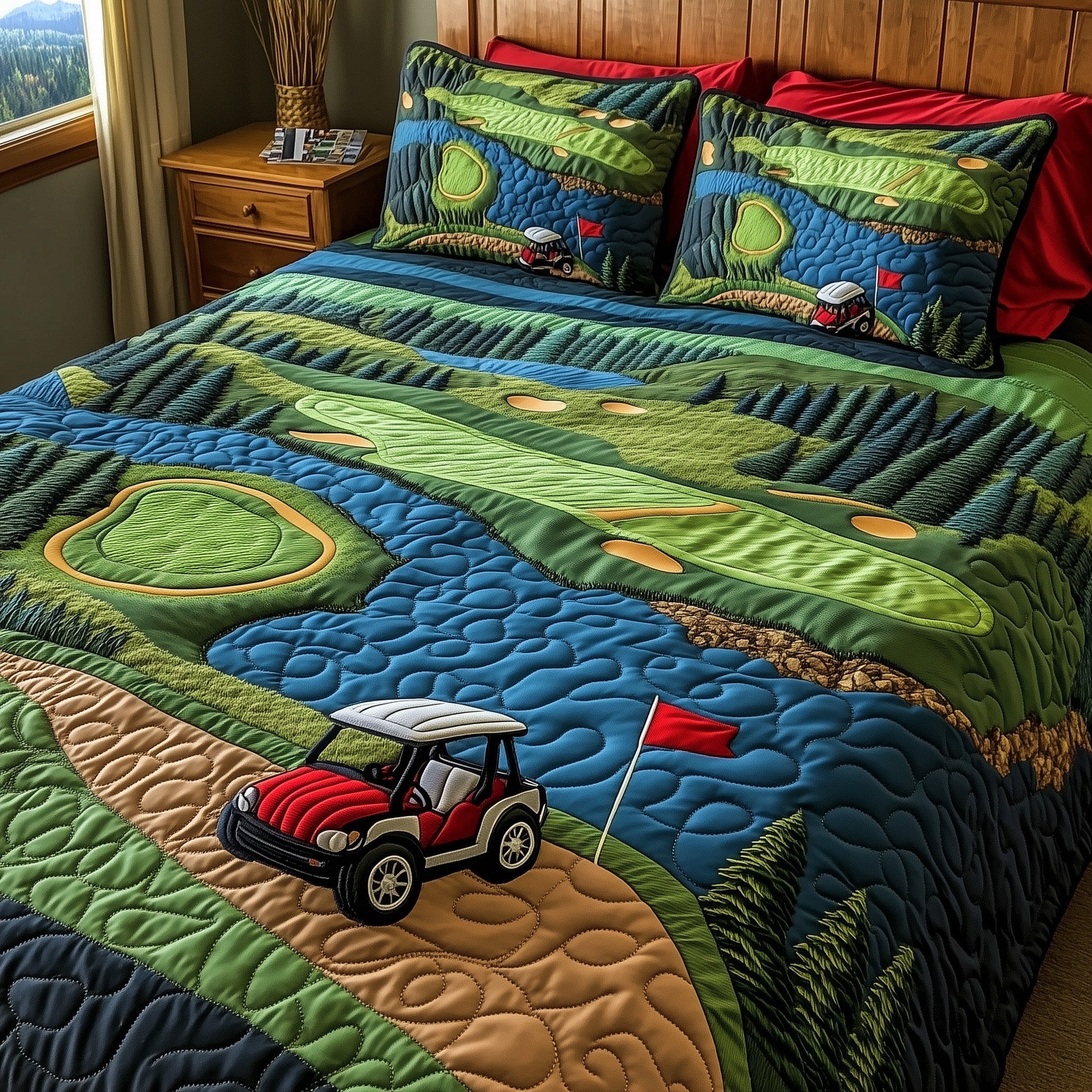 Fairway Dreams Quilted Bedding Set Duvet Cover Bedspread Golf Idea Presents