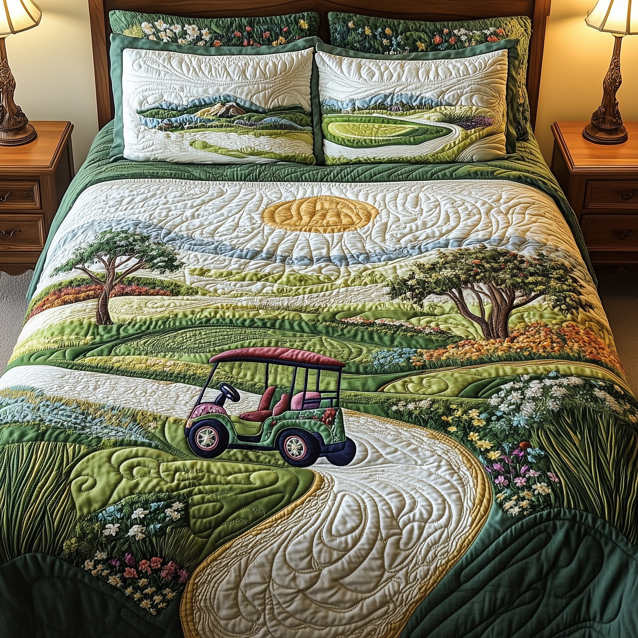 Fairway Dreams Quilted Bedding Set Duvet Cover Merchandise Cool Golf Gifts