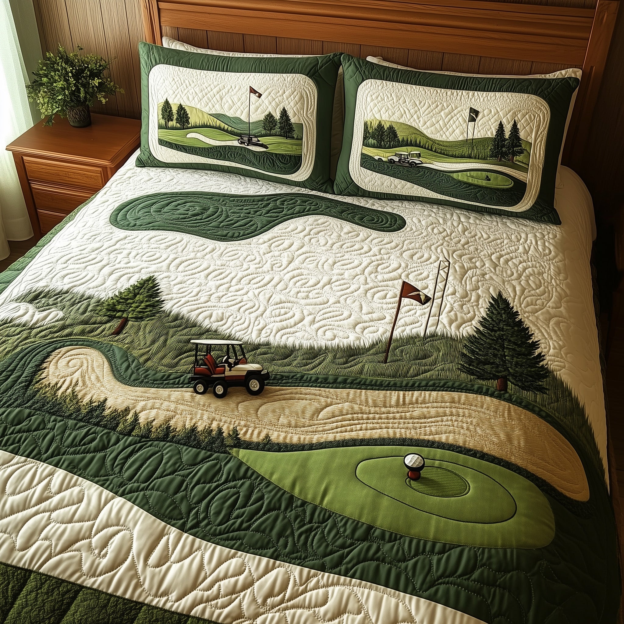 Fairway Dreams Quilted Bedding Set Farmhouse Style