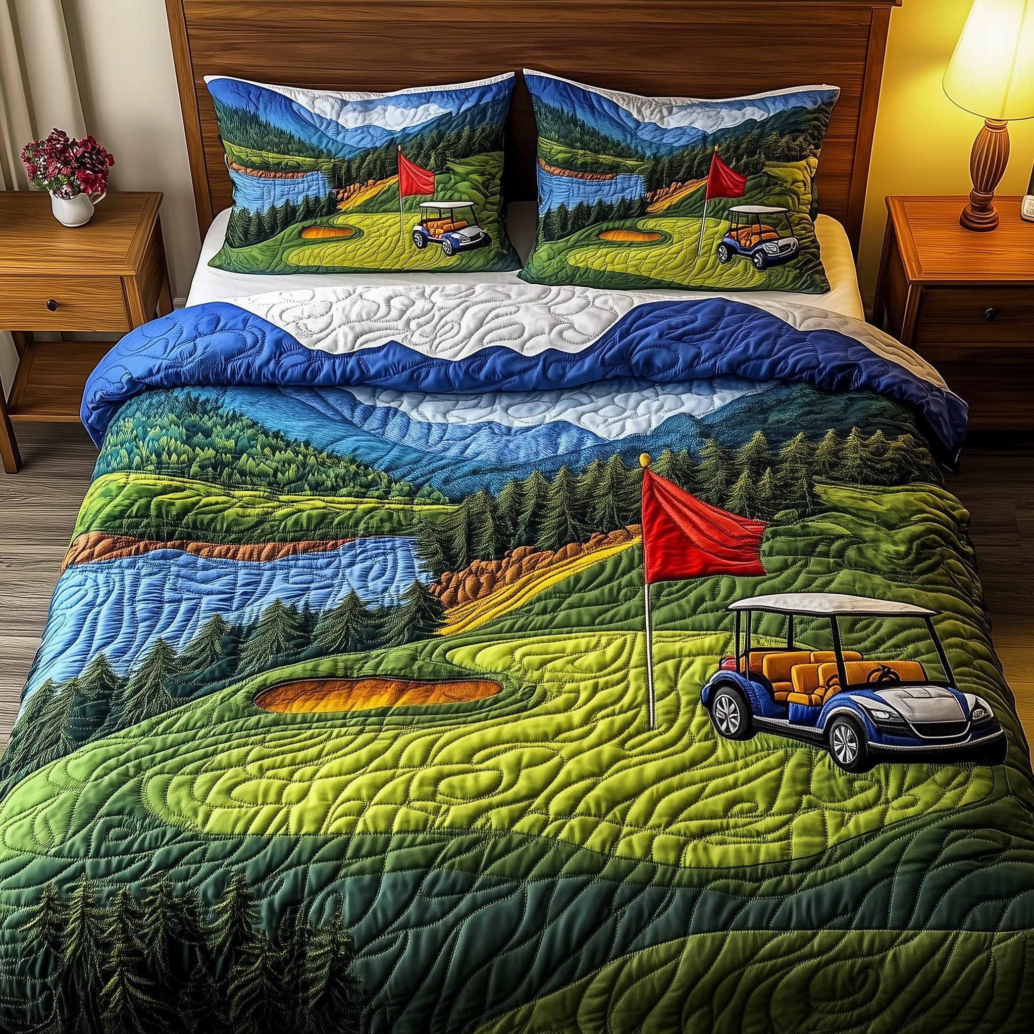 Fairway Dreams Quilted Bedding Set For Couples