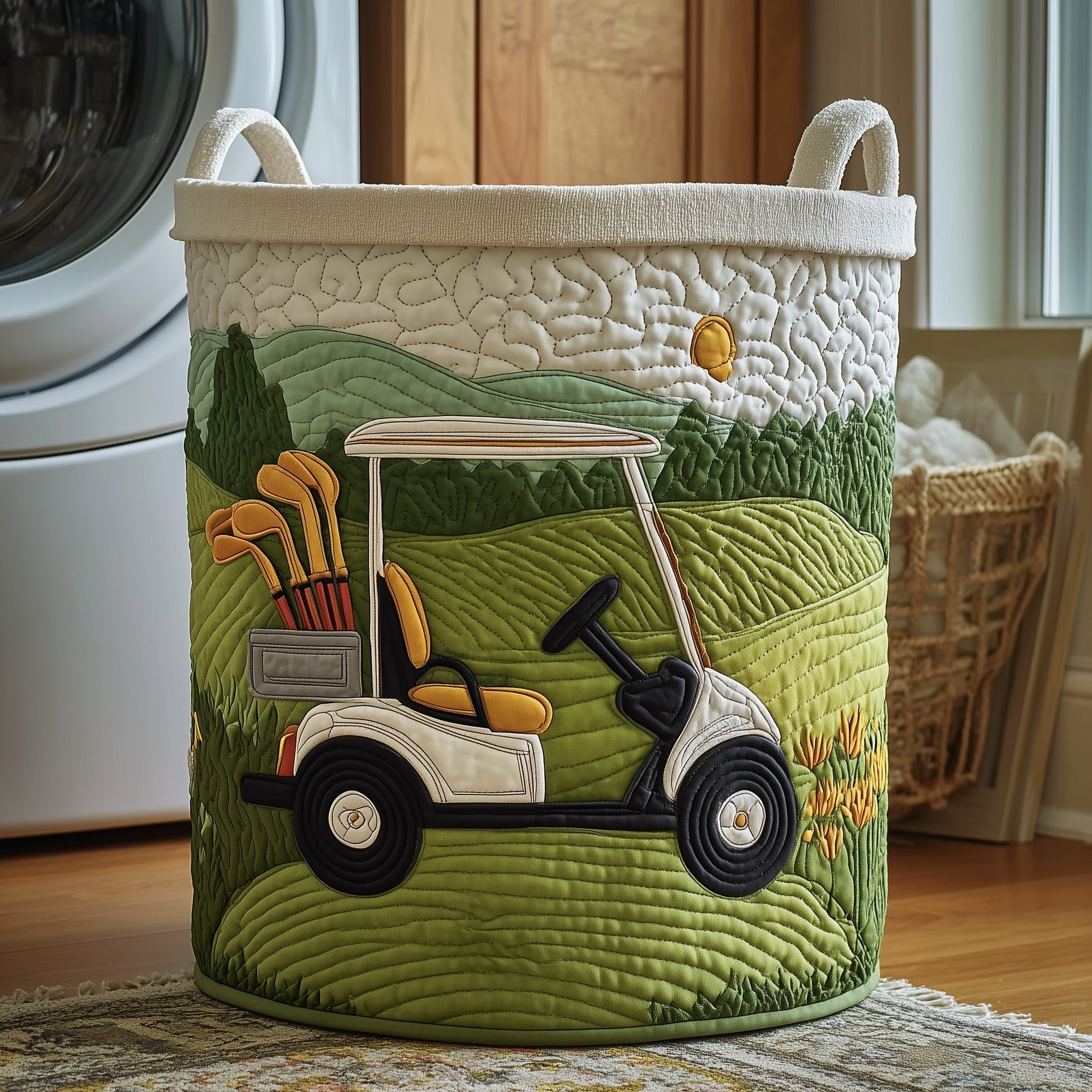 Fairway Dreams Quilted Laundry Basket Laundry Room Decor Gift Ideas For Golfers