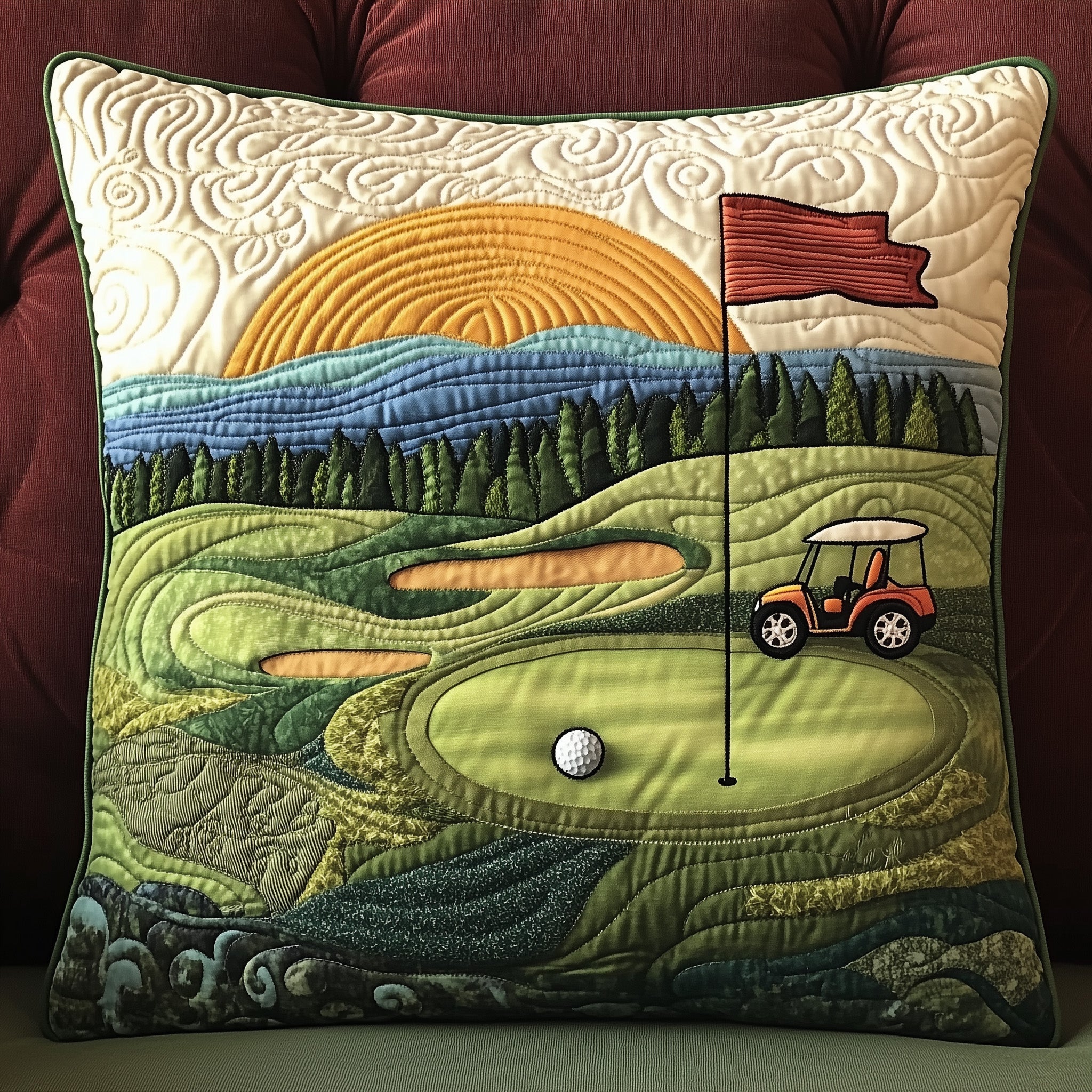 Fairway Dreams Quilted Pillow Case Decorative Pillow Cover MerchGolf Gifts For Husband