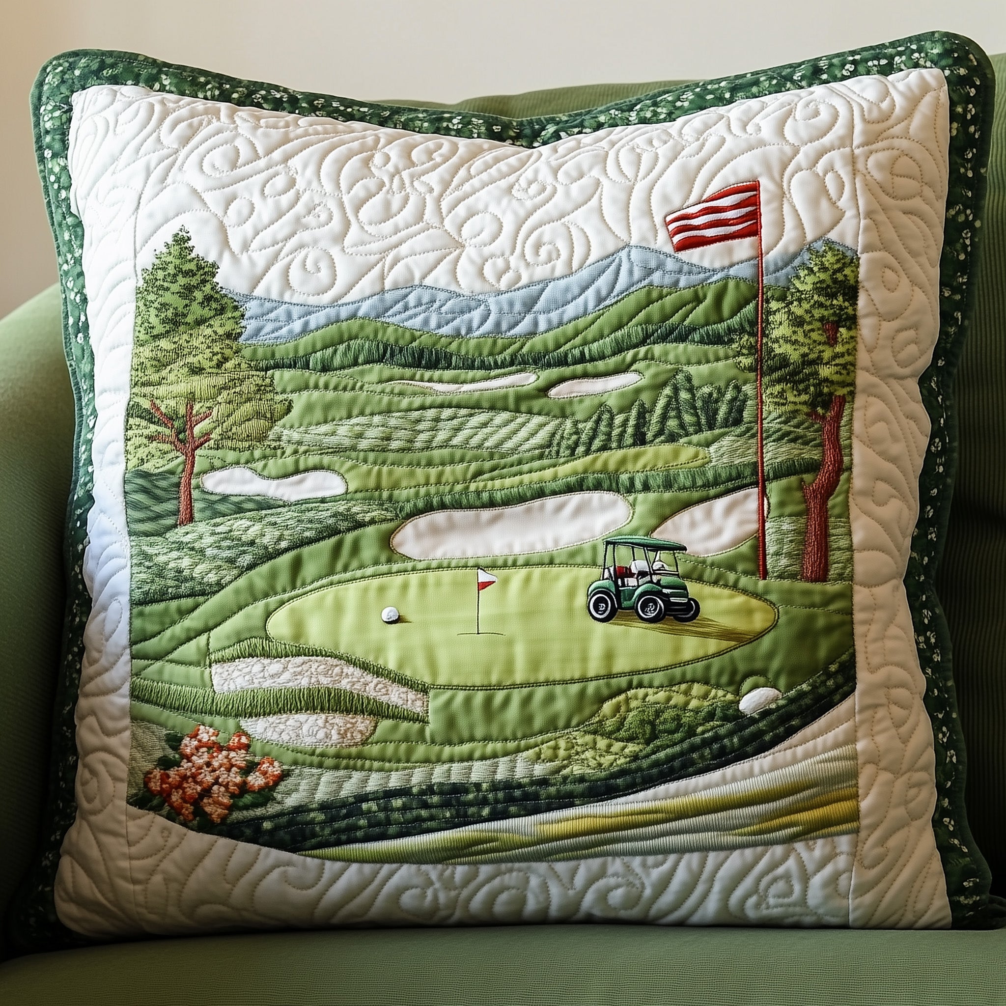 Fairway Dreams Quilted Pillow Case Throw Pillow Cover ItemGraduation Gifts For Golfers