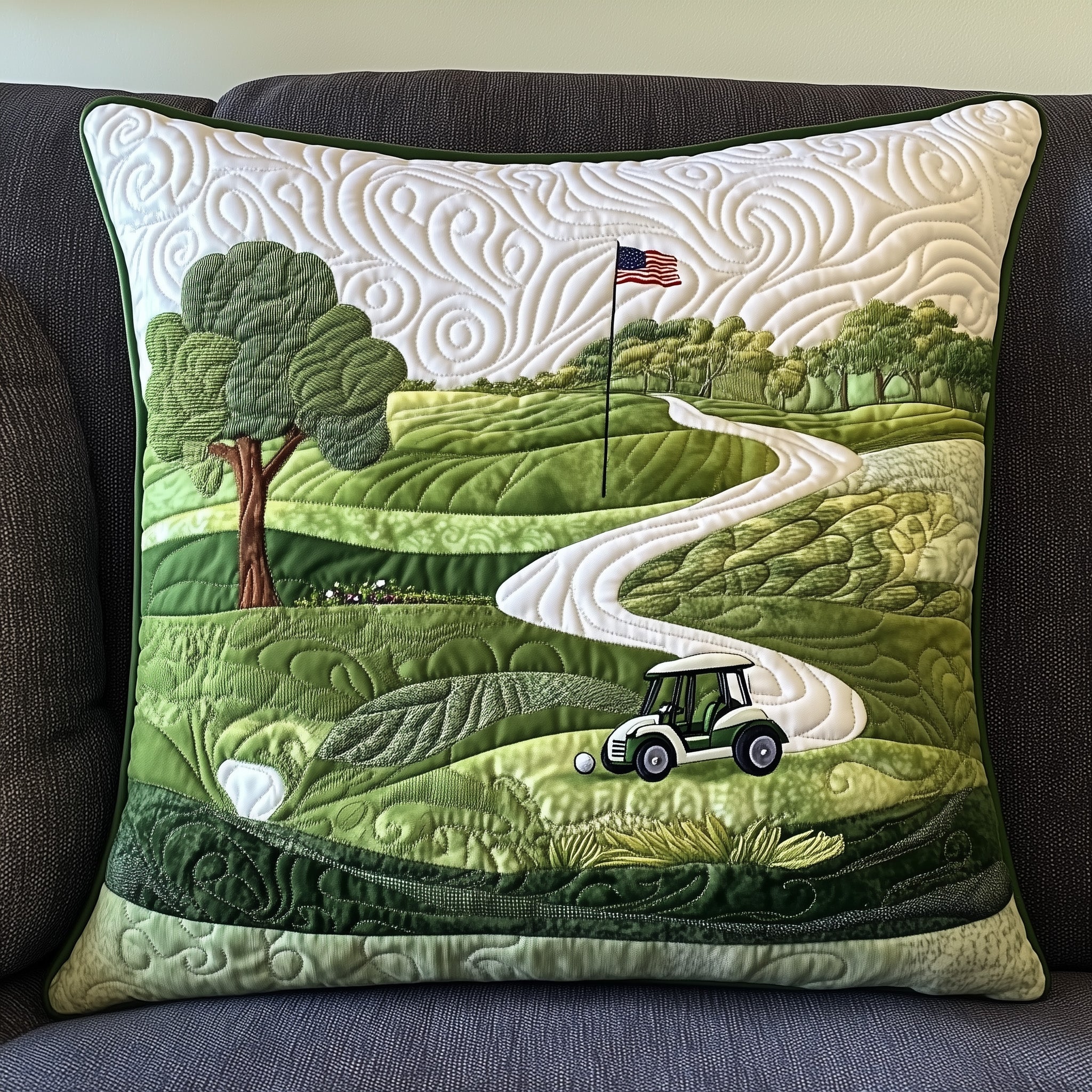 Fairway Dreams Quilted Pillow Case Throw Pillow Cover ItemTop Gifts For Golf Lovers