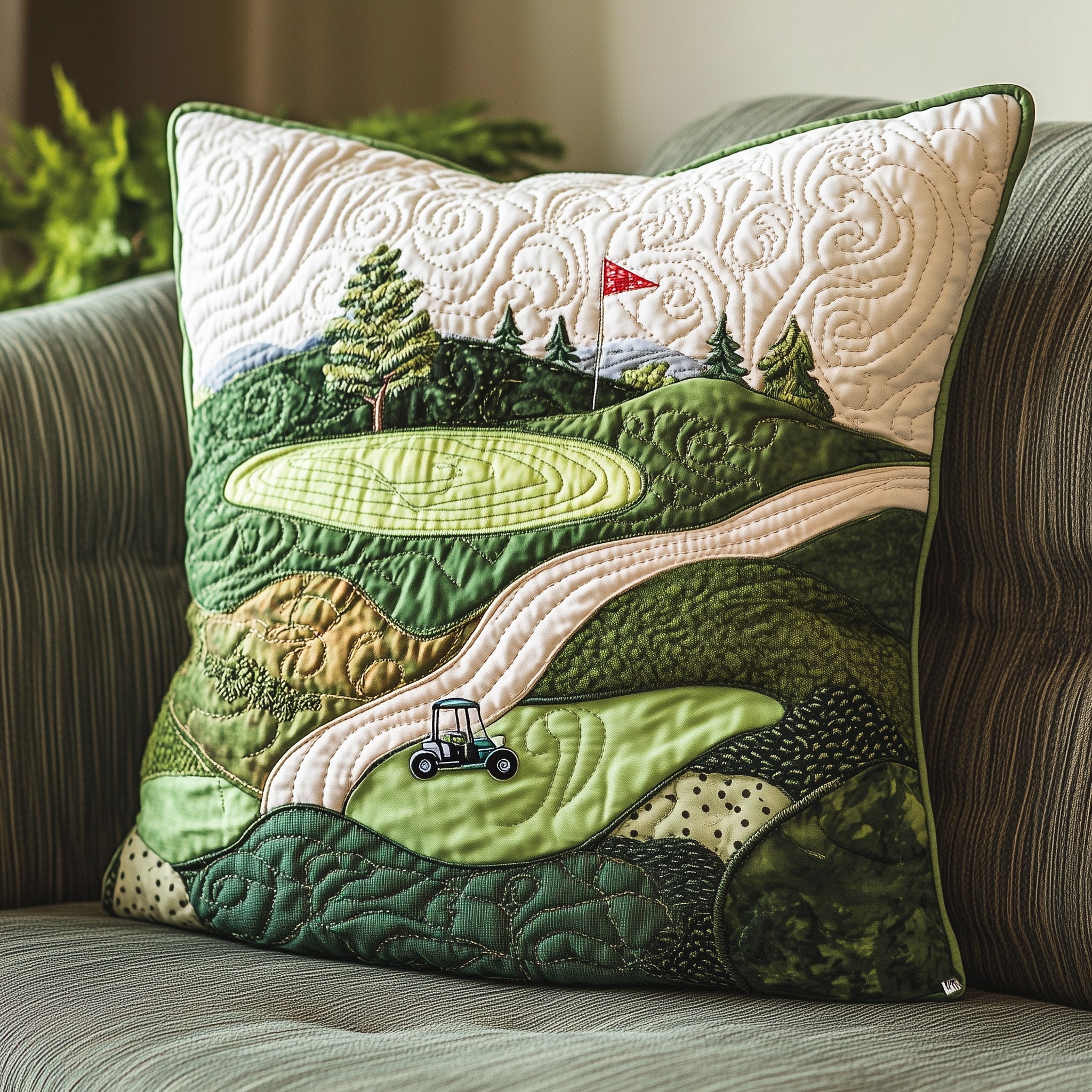 Fairway Dreams Quilted Pillow Case Throw Pillow Cover ItemValentine's Day Gifts For Golfers