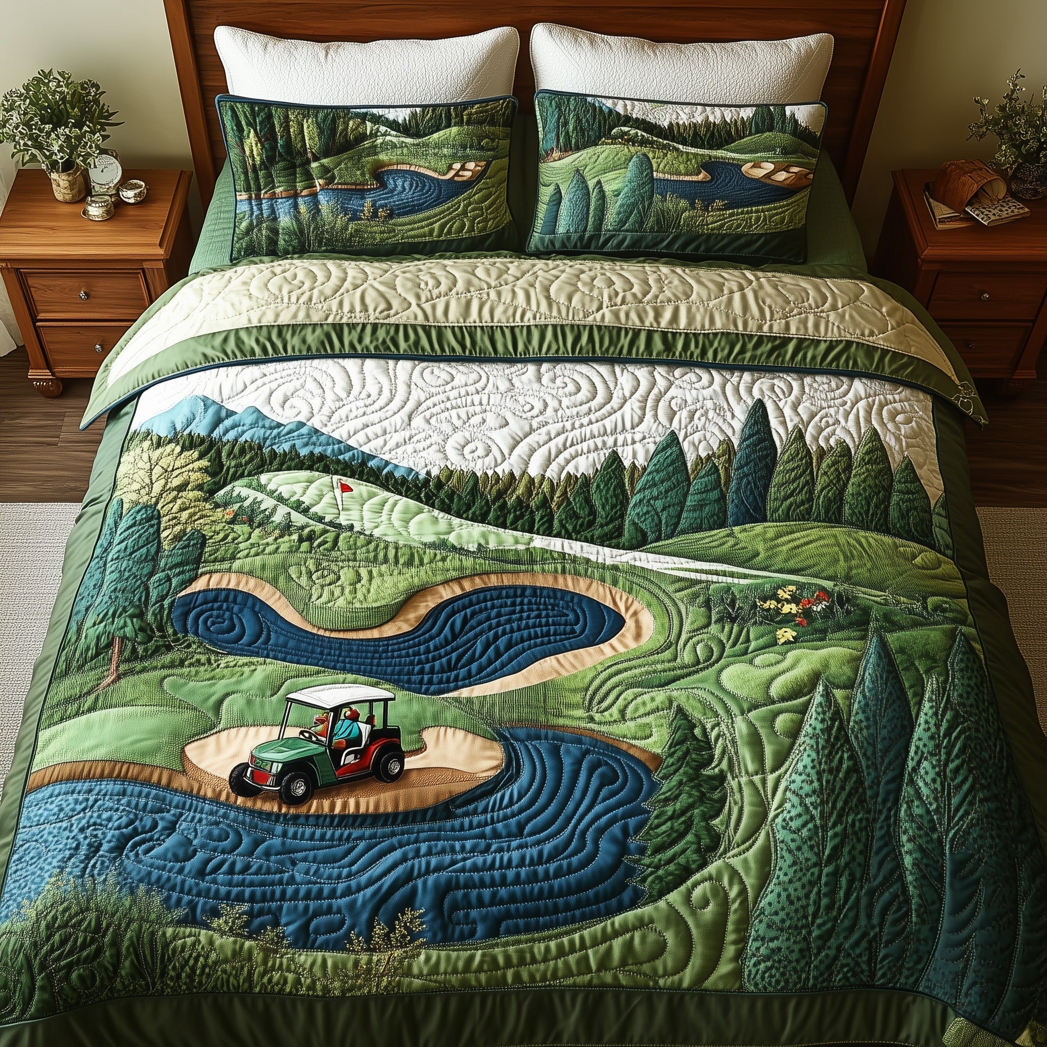 Fairway Freedom Quilted Bedding Set Duvet Cover Merchandise Best Christmas Gifts For Golfers