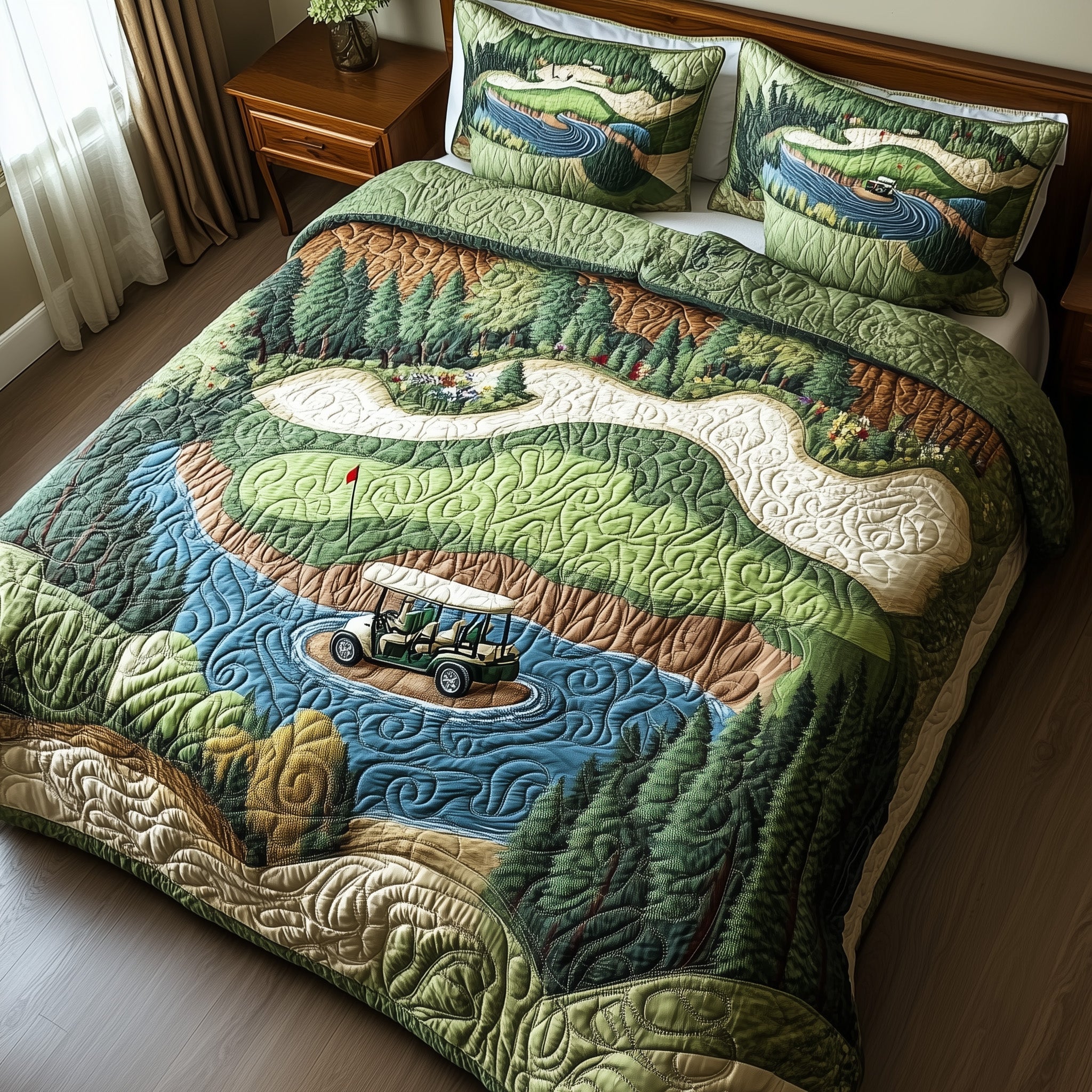 Fairway Freedom Quilted Bedding Set Duvet Cover Merchandise Best Gift For A Golf Lover