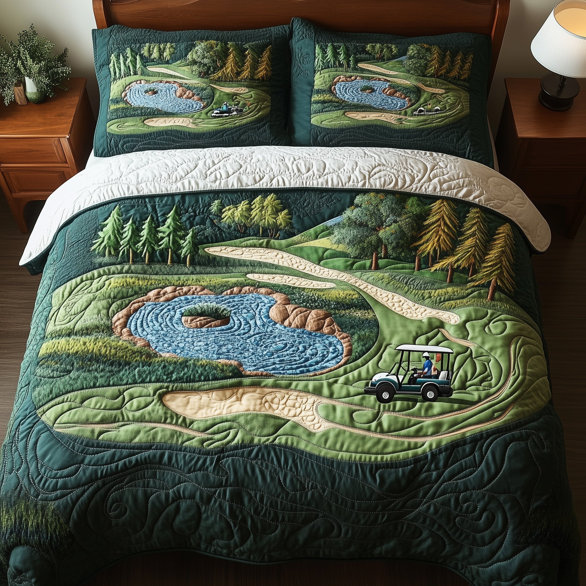 Fairway Freedom Quilted Bedding Set Duvet Cover Merchandise Best Gifts For Golf Lovers