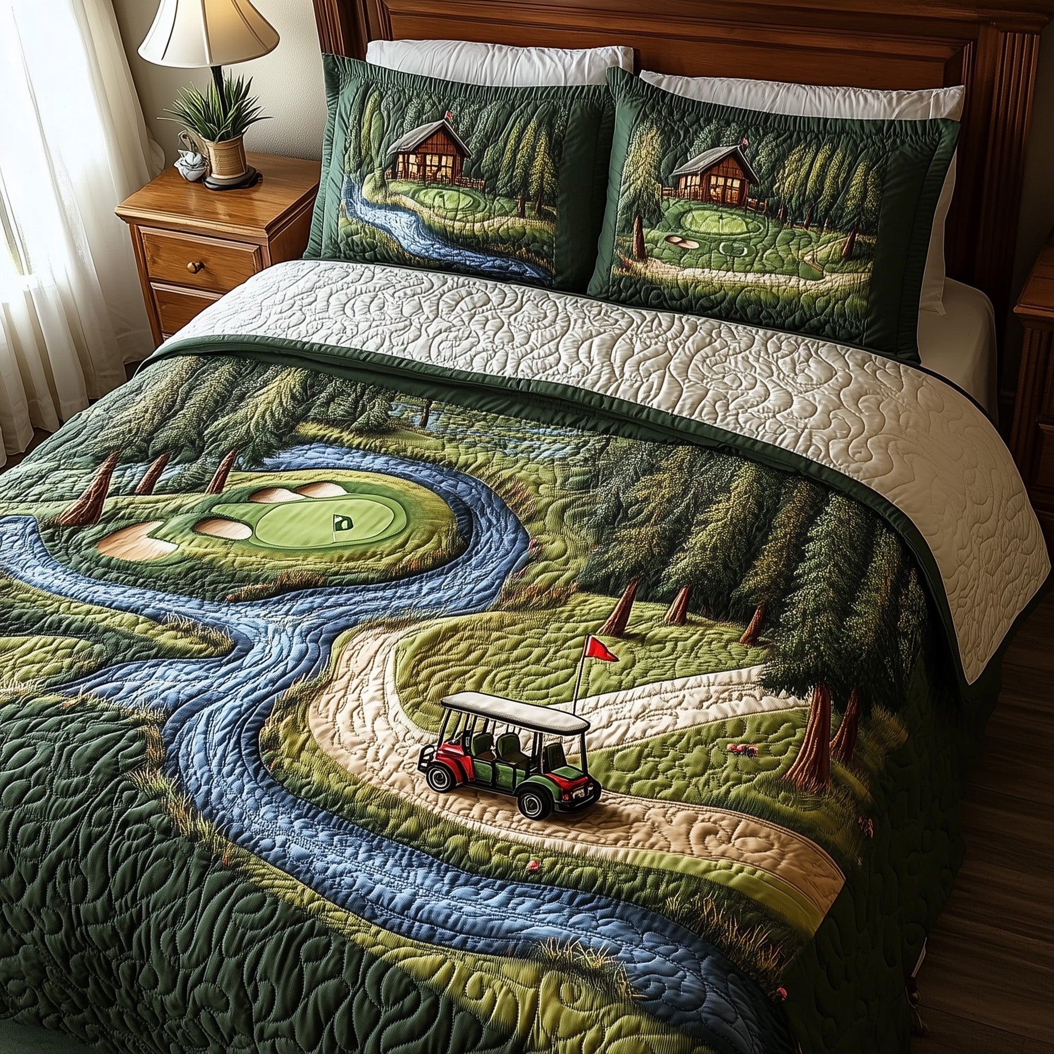 Fairway Freedom Quilted Bedding Set Duvet Cover Merchandise Best Golf Christmas Presents