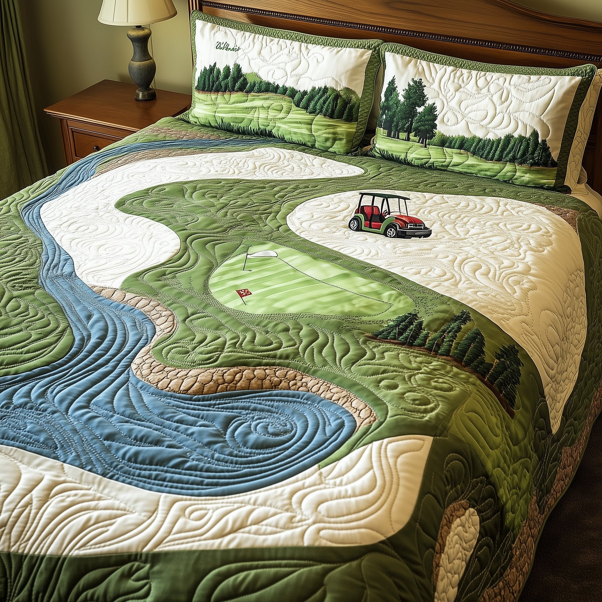 Fairway Freedom Quilted Bedding Set Duvet Cover Merchandise Cool Gifts For Golf Lovers