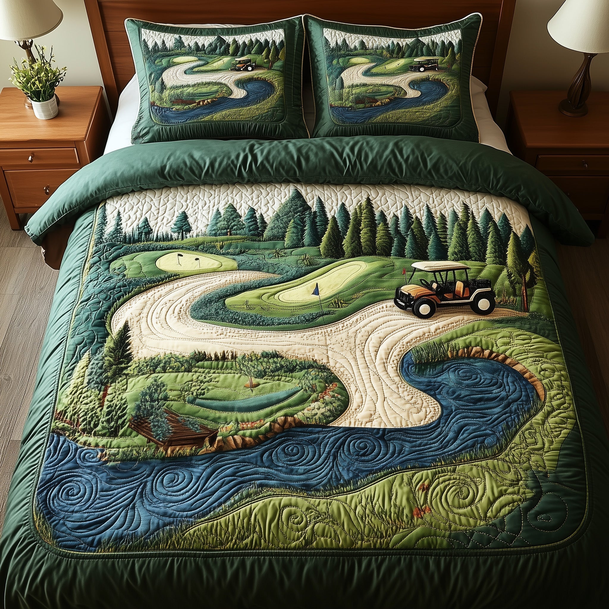 Fairway Freedom Quilted Bedding Set Duvet Cover Merchandise Cool Golf Things