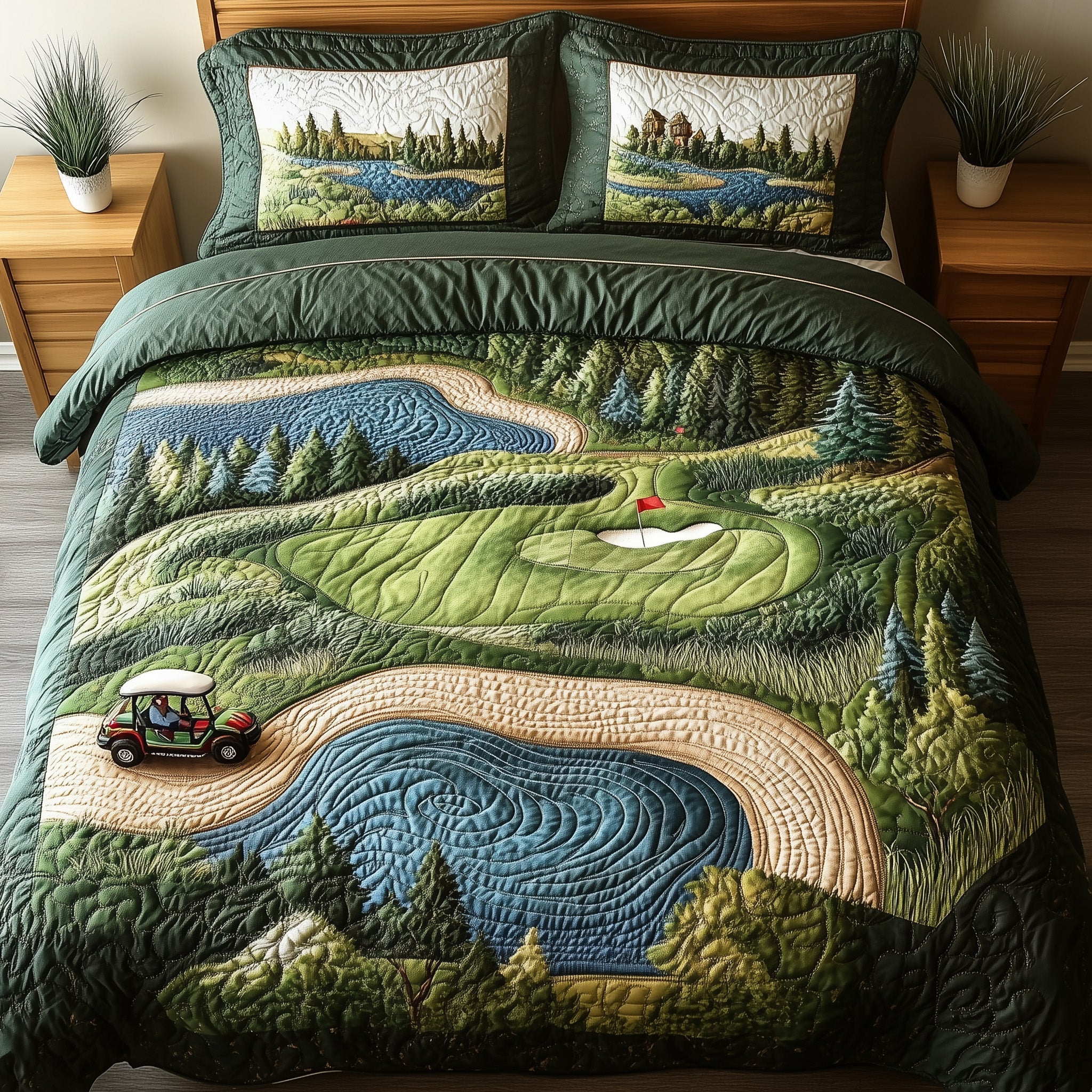 Fairway Freedom Quilted Bedding Set Duvet Cover Merchandise Golf Gifts For Boyfriend