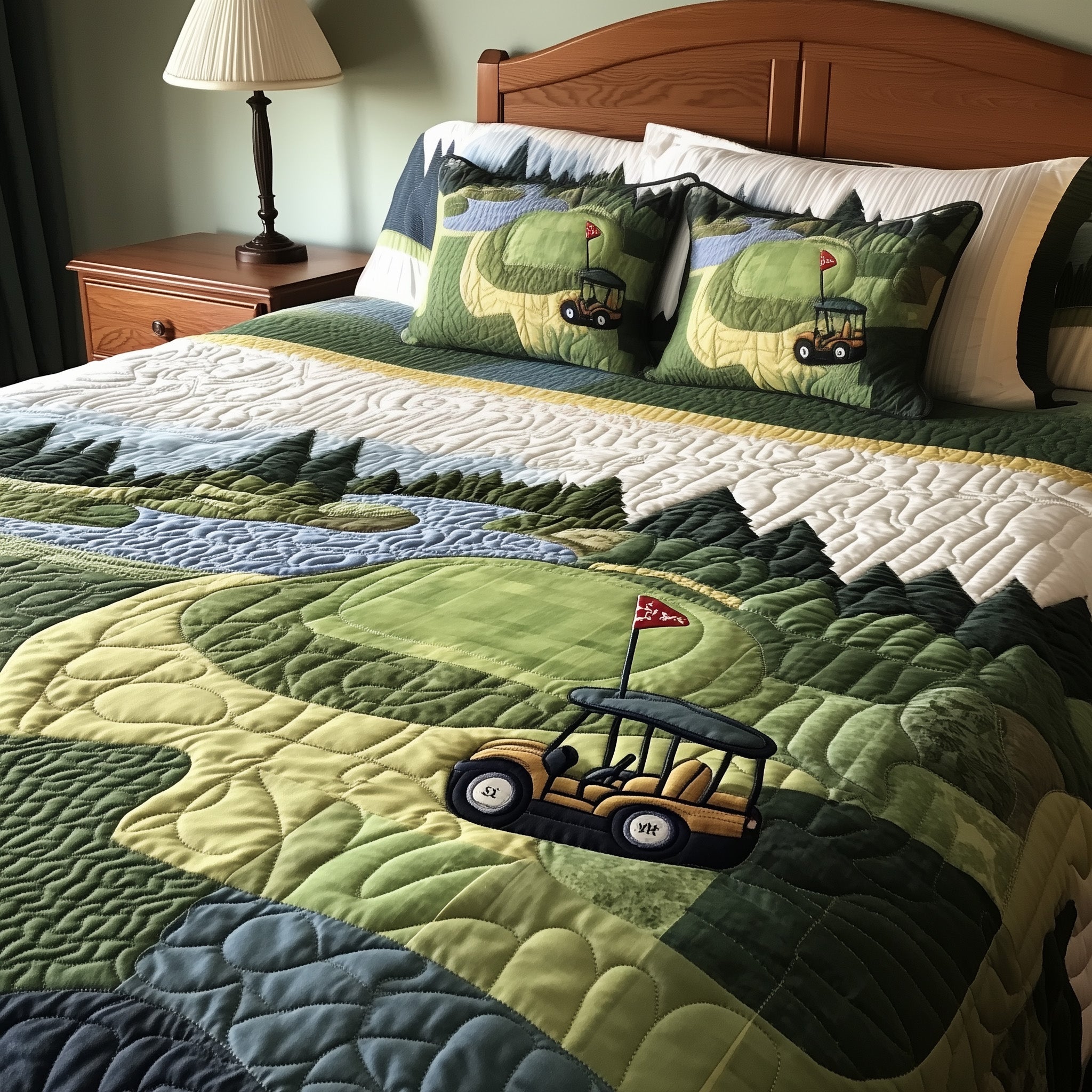 Fairway Freedom Quilted Bedding Set Duvet Cover Merchandise Golf Gifts For Her