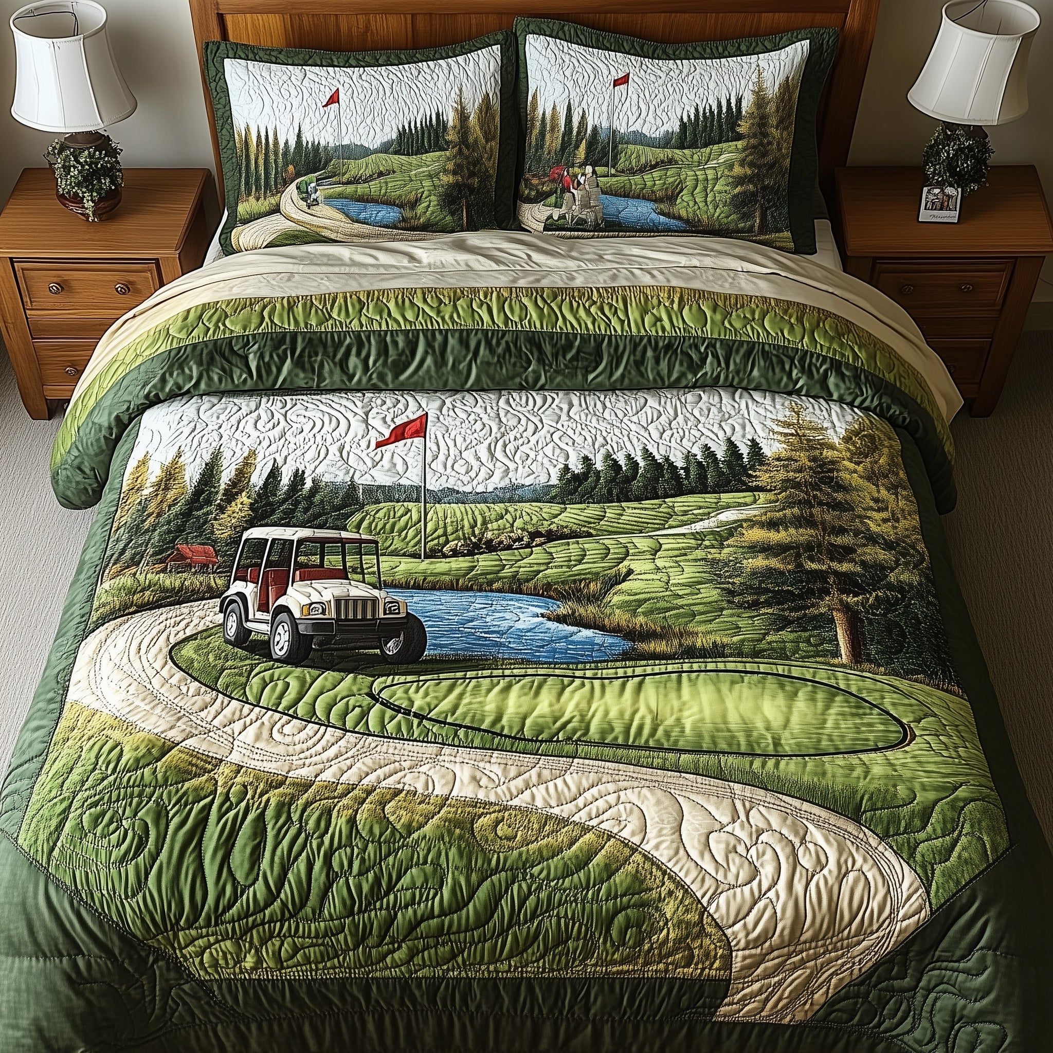 Fairway Freedom Quilted Bedding Set Duvet Cover Merchandise Good Golf Gifts For Christmas