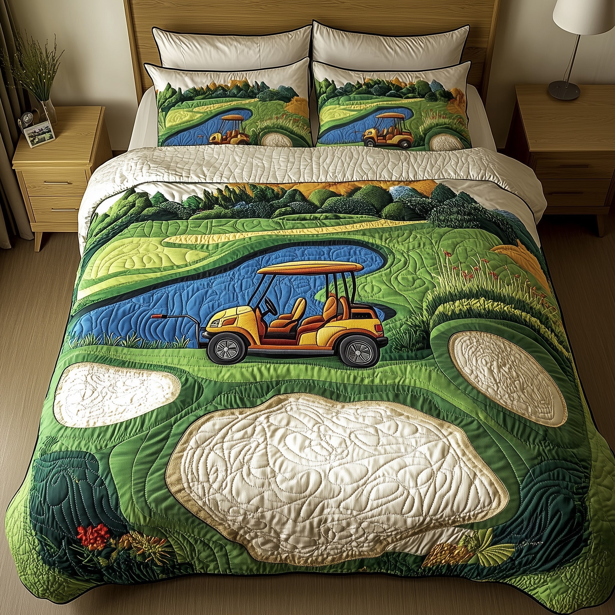 Fairway Rider Quilted Bedding Set Duvet Cover Merchandise Golf And Gifts