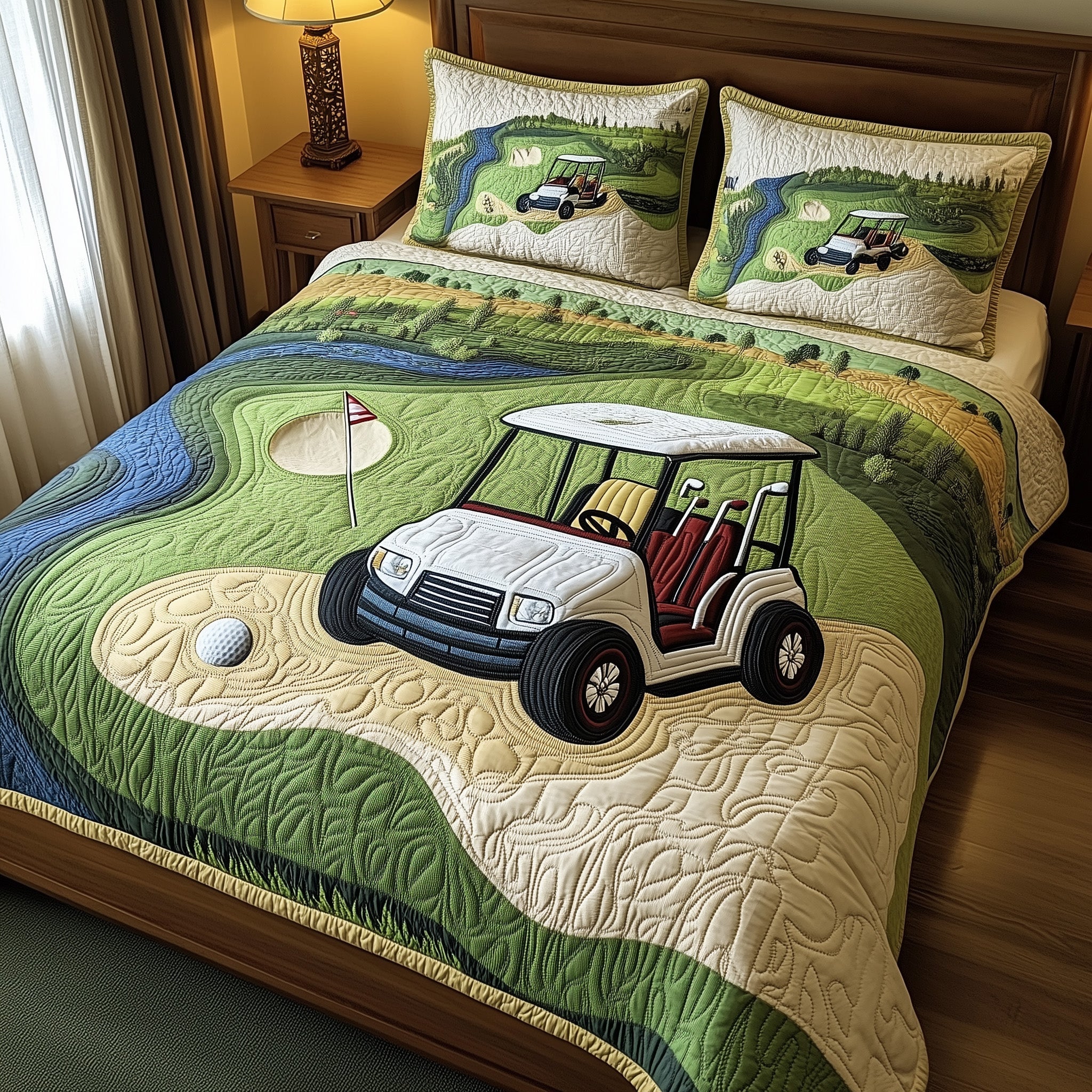 Fairway Rider Quilted Bedding Set Duvet Cover Merchandise Golf Gifts For Guys