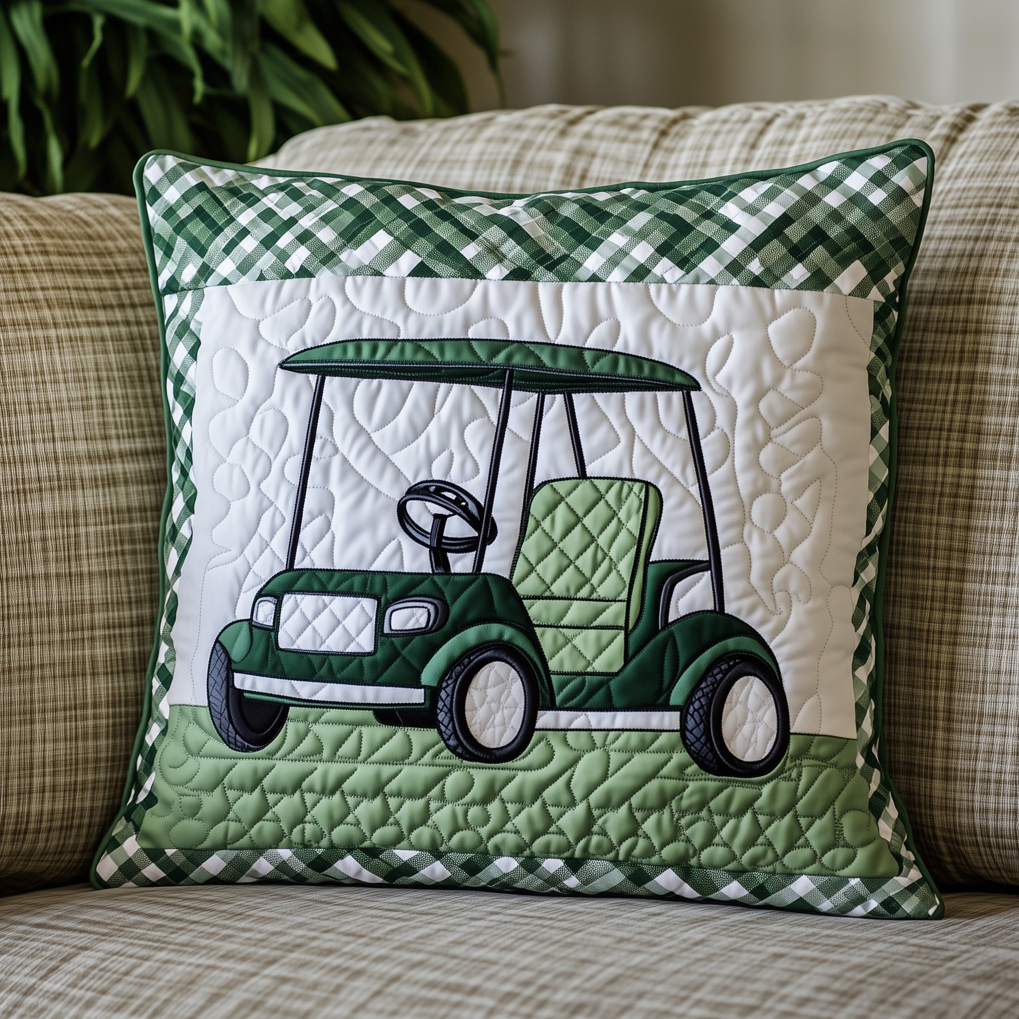 Fairway Rider Quilted Pillow Case Decorative Pillow Cover MerchBest Golf Gifts For Women