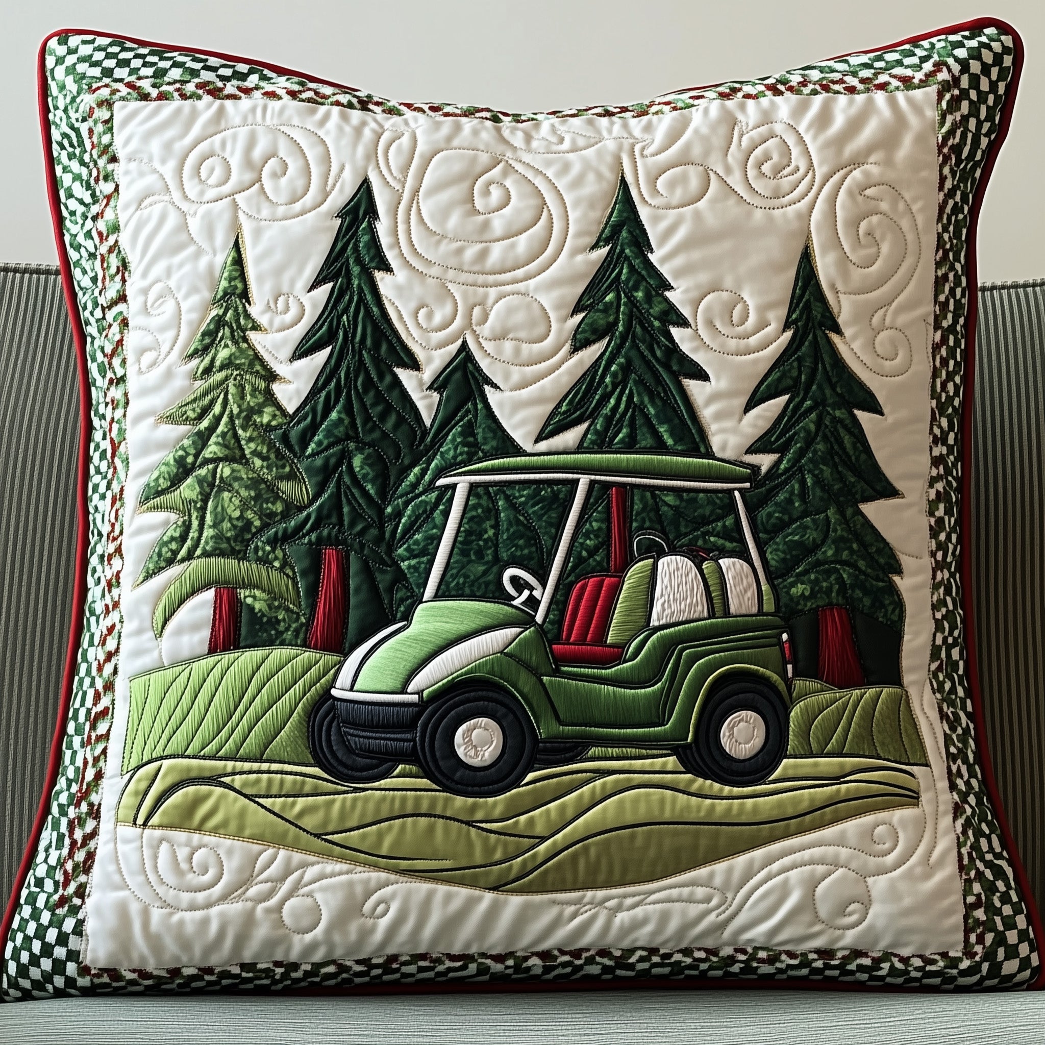 Fairway Rider Quilted Pillow Case Decorative Pillow Cover MerchUnusual Golf Gifts For Ladies
