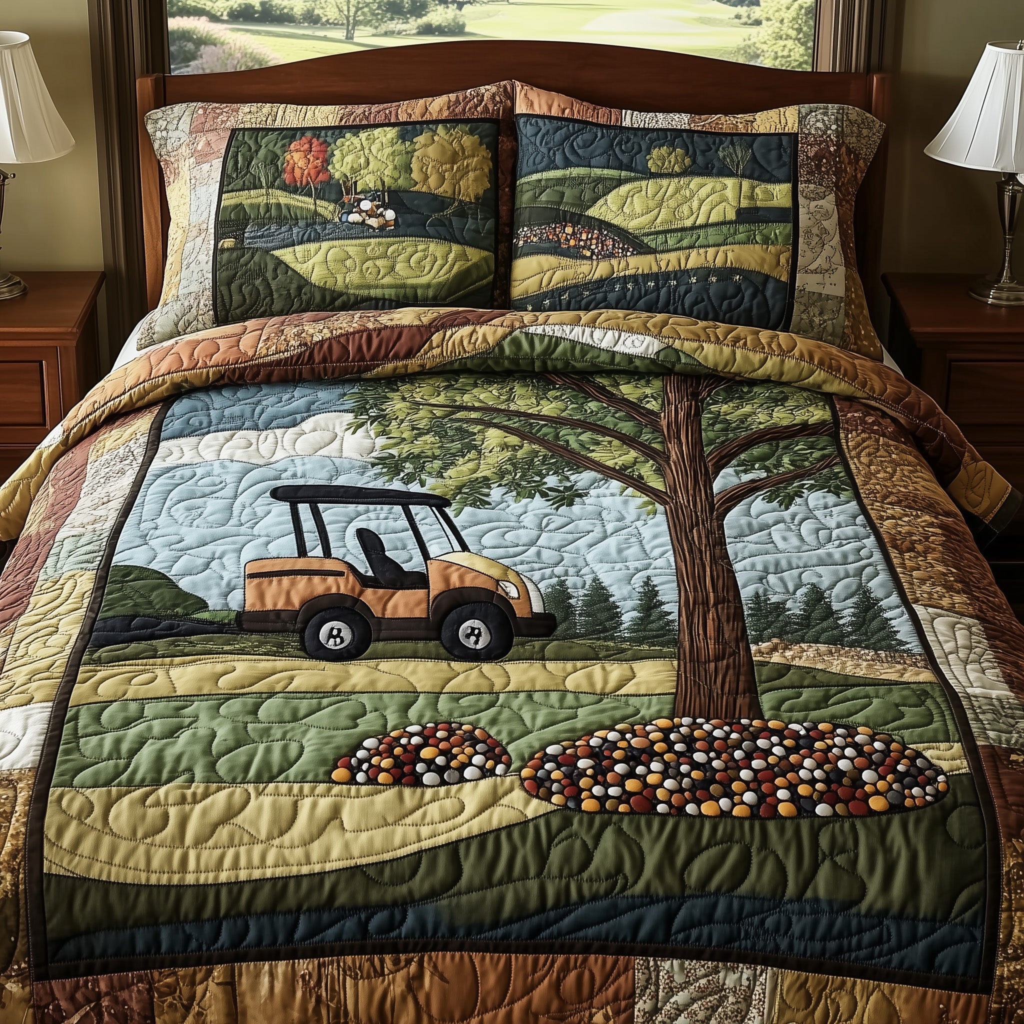 Fairway Serenity Quilted Bedding Set Duvet Cover Merchandise Retirement Golf Gifts