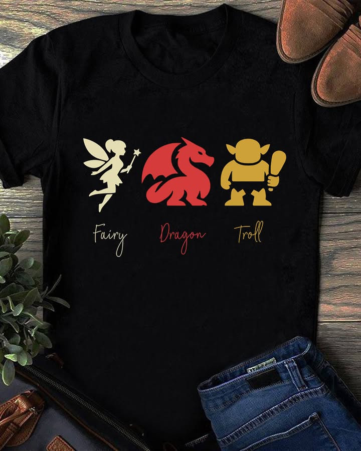 Fairy Dragon Troll Funny T-Shirt No Kings Apparel Unique Gifts For Patriots