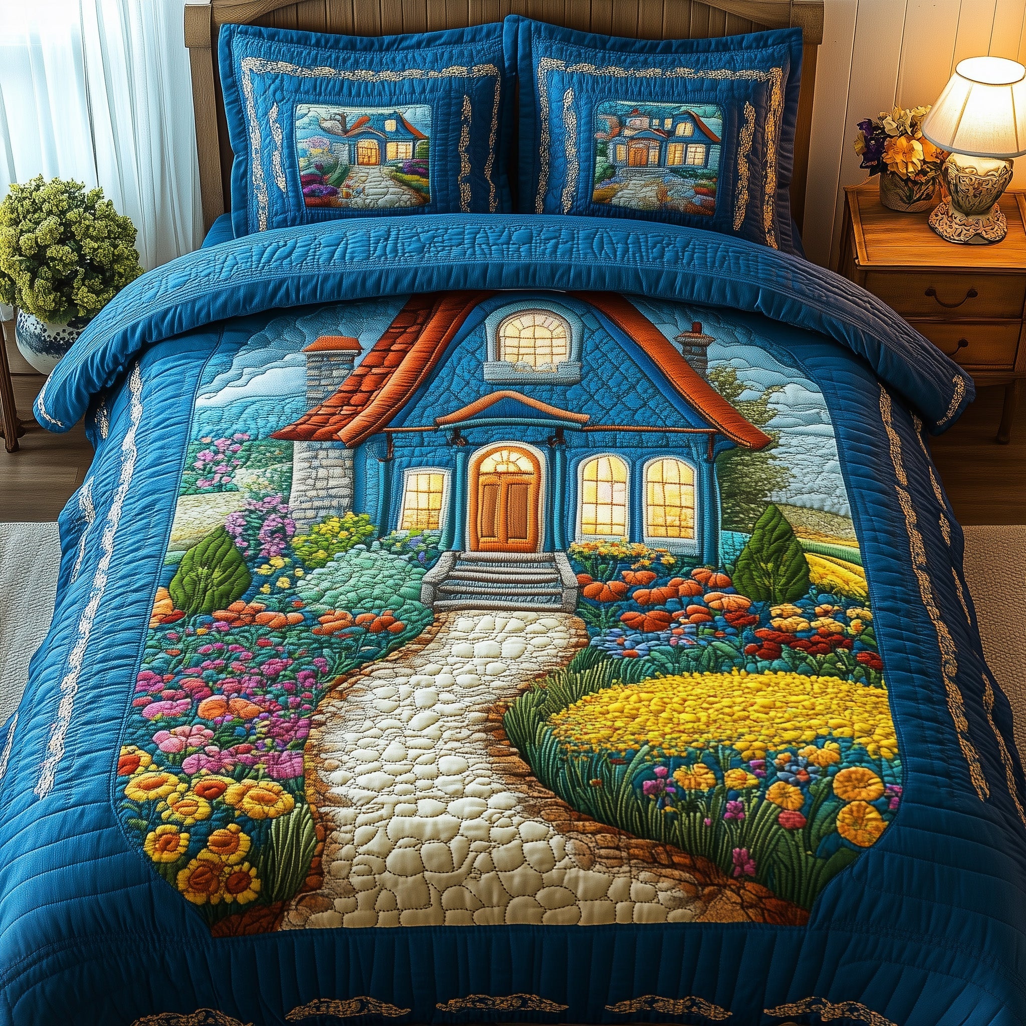 Fairy Garden Retreat Quilted Bedding Set Duvet Cover Merchandise Best New Home Gifts