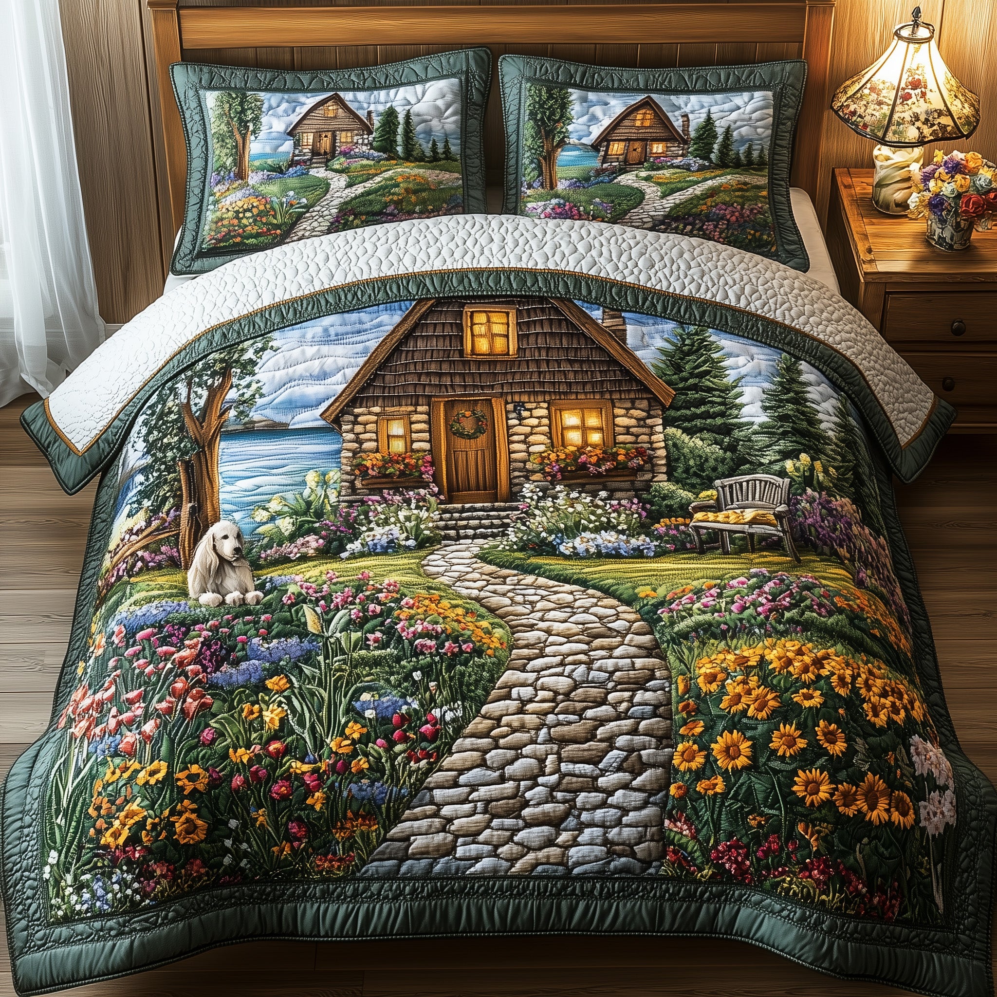 Fairy Gate Cottage Quilted Bedding Set Duvet Cover Merchandise Useful Housewarming Gifts
