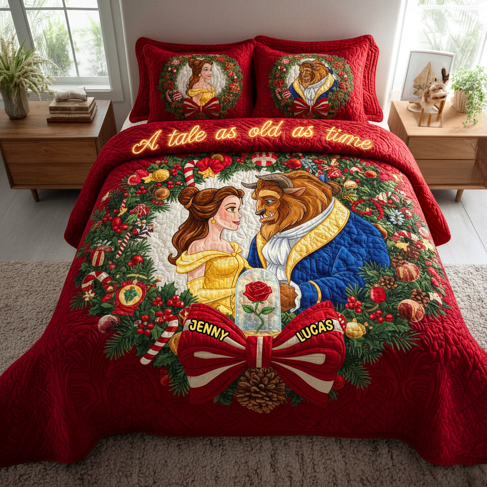 Fairy Tales Love Story Personalized Gifts For Couple Quilted Bedding Set - Awkward Christmas Gifts For Him