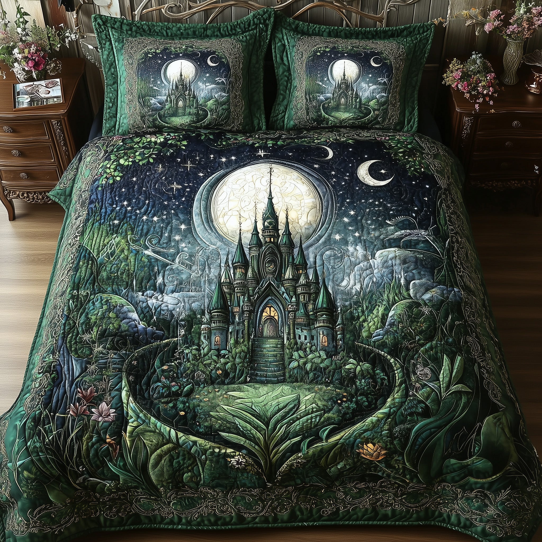 Fairytale Castle Quilted Bedding Set Duvet Cover Bedspread Stocking Stuffers For Young Men