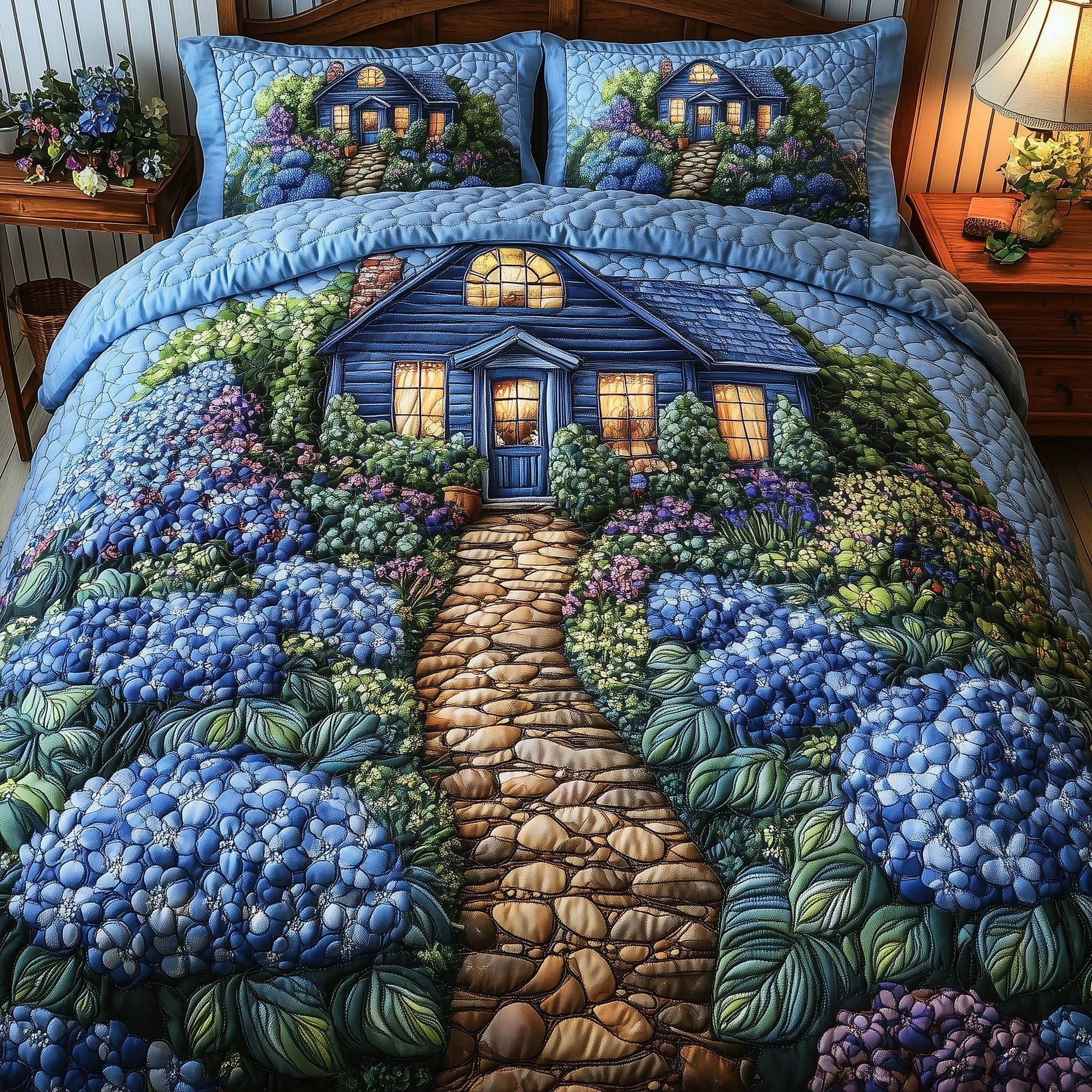 Fairytale Cottage Quilted Bedding Set Duvet Cover Merchandise Unusual Gardening Gifts