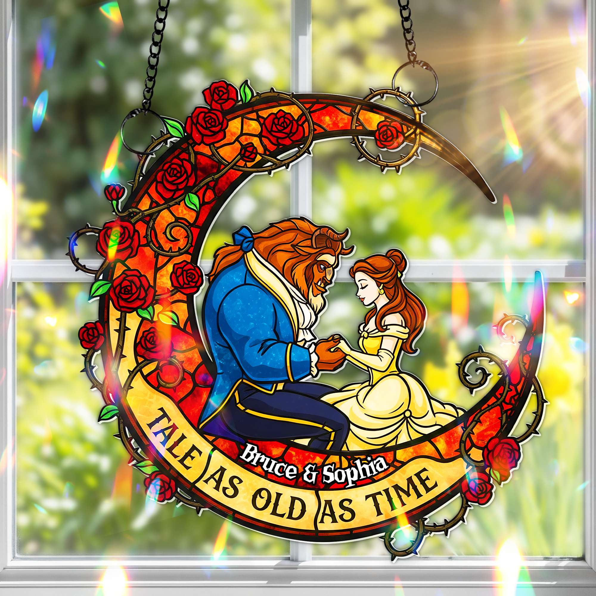 Fairytale Couple Suncatcher Ornament - Personalized Gifts For Couple - Xmas Ornament Gift