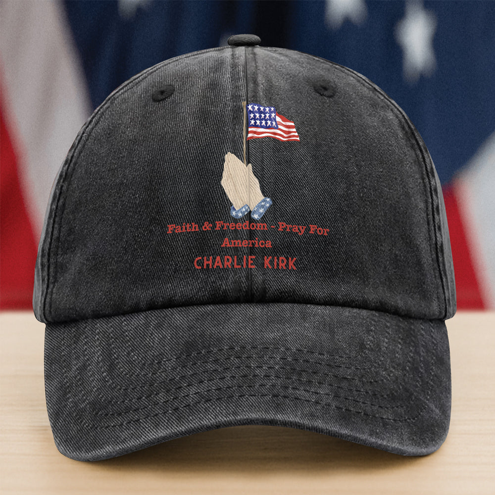 Faith And Freedom Pray for America Washed Baseball Cap Gift for Veterans