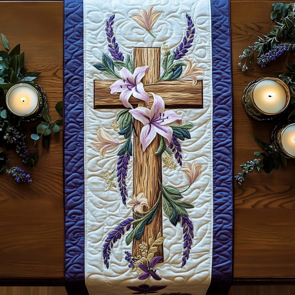 Faith Bloom Quilted Table Runner Dining Table Decor Ideas Christian Christmas Presents