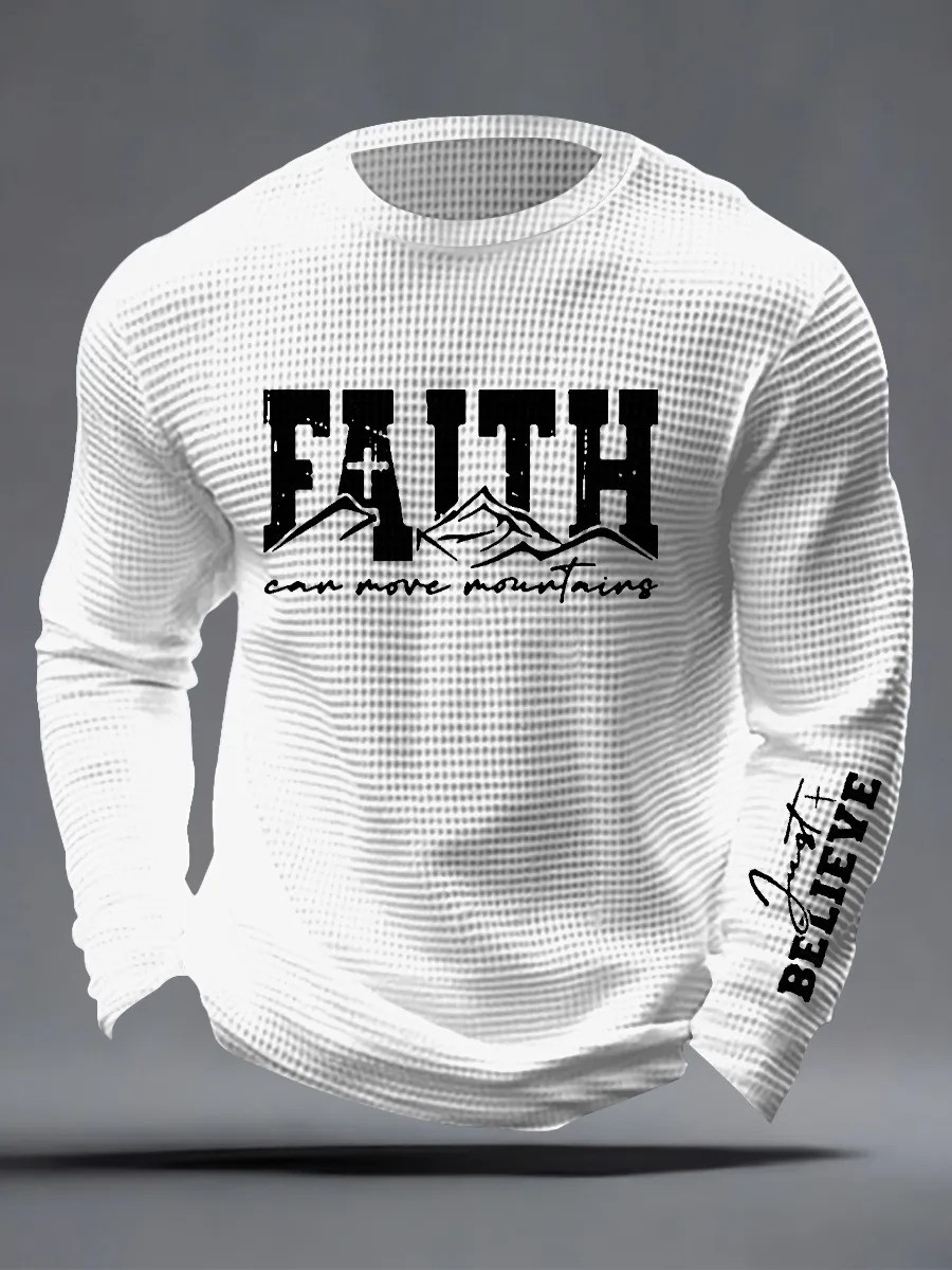 Faith Can Move Mountains Long Sleeve Shirt Just Believe Christian Faith Apparel Gift For Believers