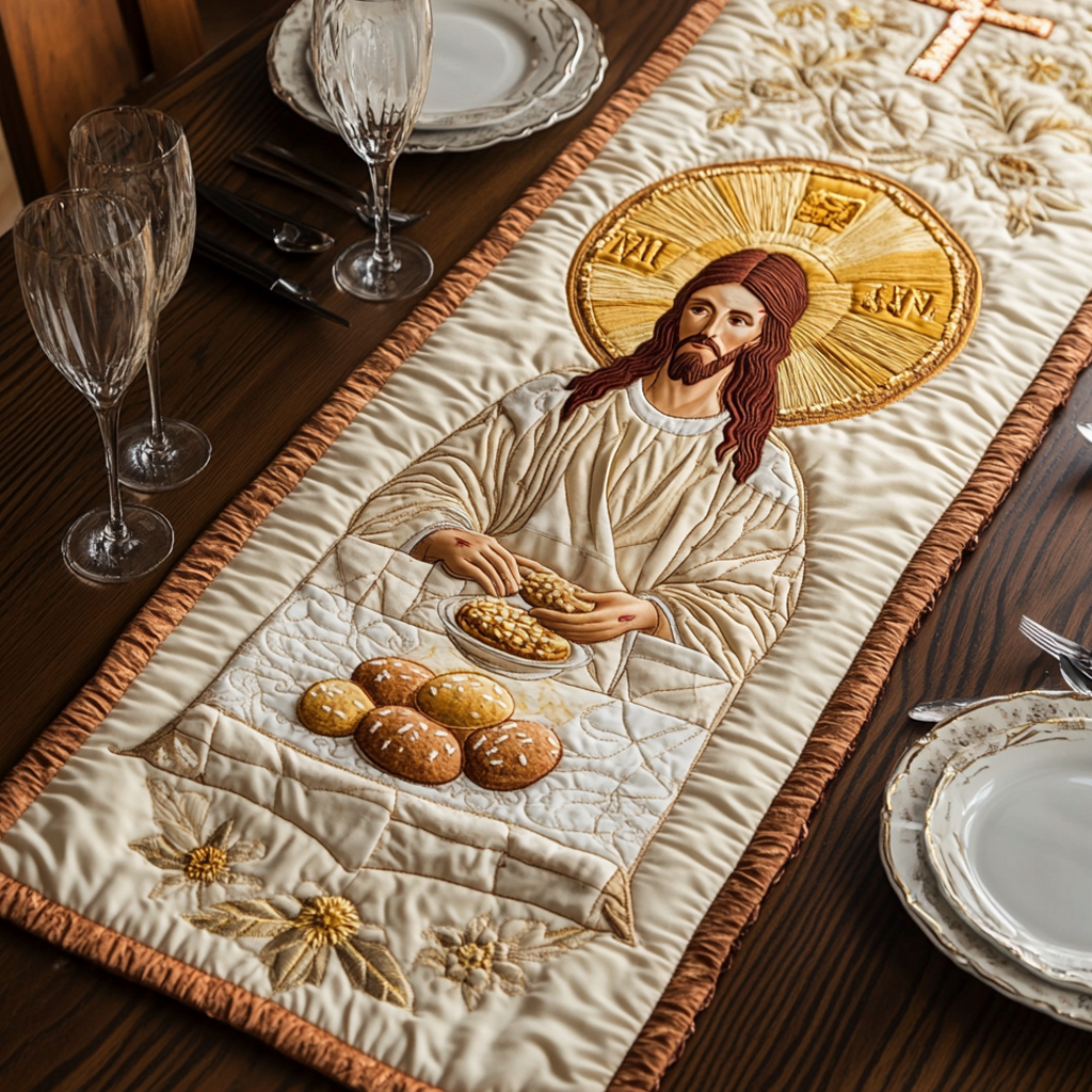 Faith Crafted Quilted Table Runner Nativity Runner Christmas Dinner Decorations