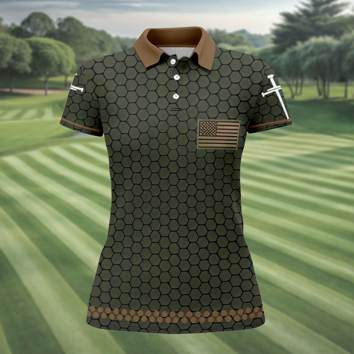 Faith Cross America 250 Anniversary Golf Polo Shirt Ladies Golf Shirts Gift For Golf Lover