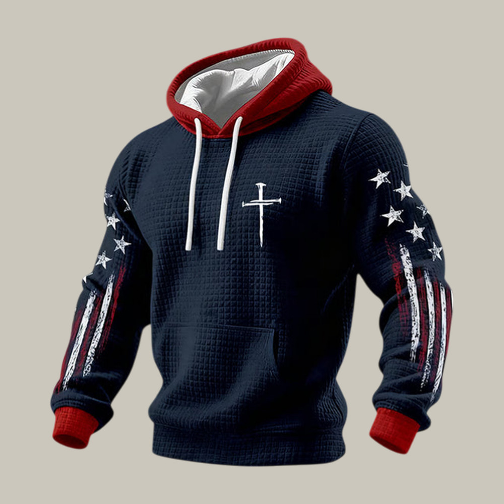 Faith Cross American Flag Hoodie Faith Over Fear Hooded Sweatshirt Present For Dad