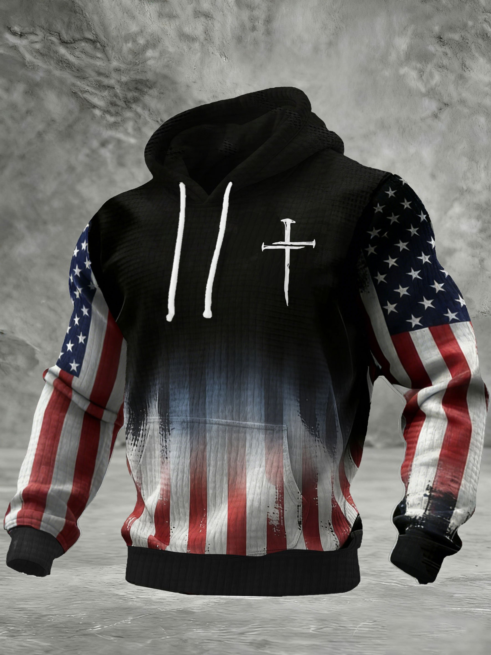Faith Cross American Flag Hoodie Patriotic Hoodies For Men Fourth Of July Presents