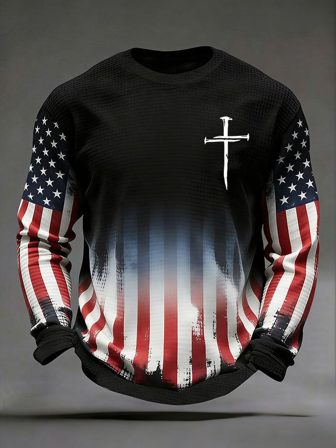 Faith Cross American Flag Long Sleeve Shirt Best 4Th Of July Apparel Christian Gifts Ideas