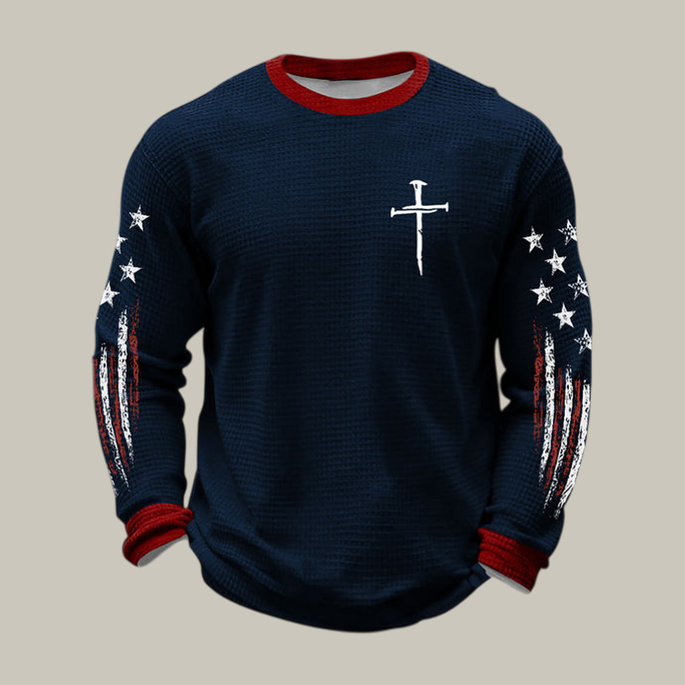 Faith Cross American Flag Long Sleeve Shirt Faith In Jesus Apparel Good Gift For Dad
