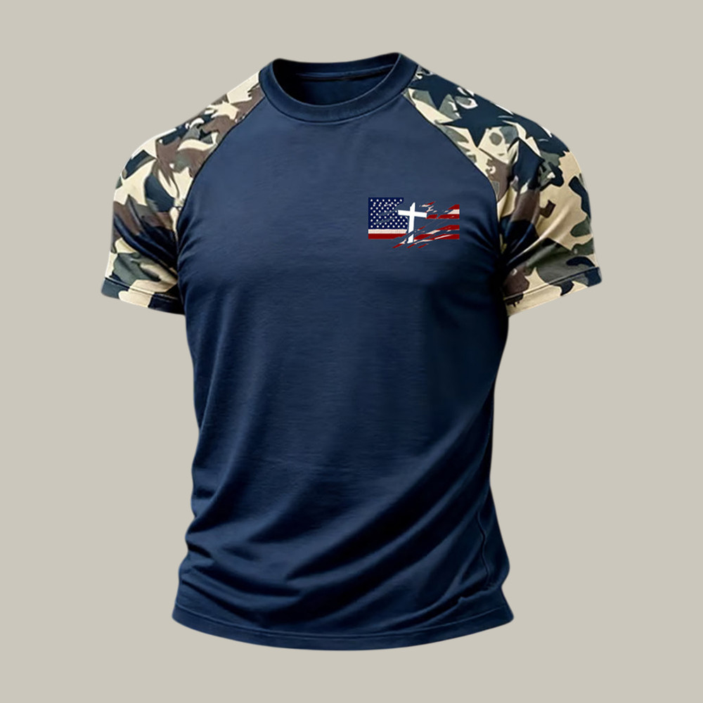 Faith Cross American Flag T-Shirt God Is Good Shirt Best Present For Dad Birthday