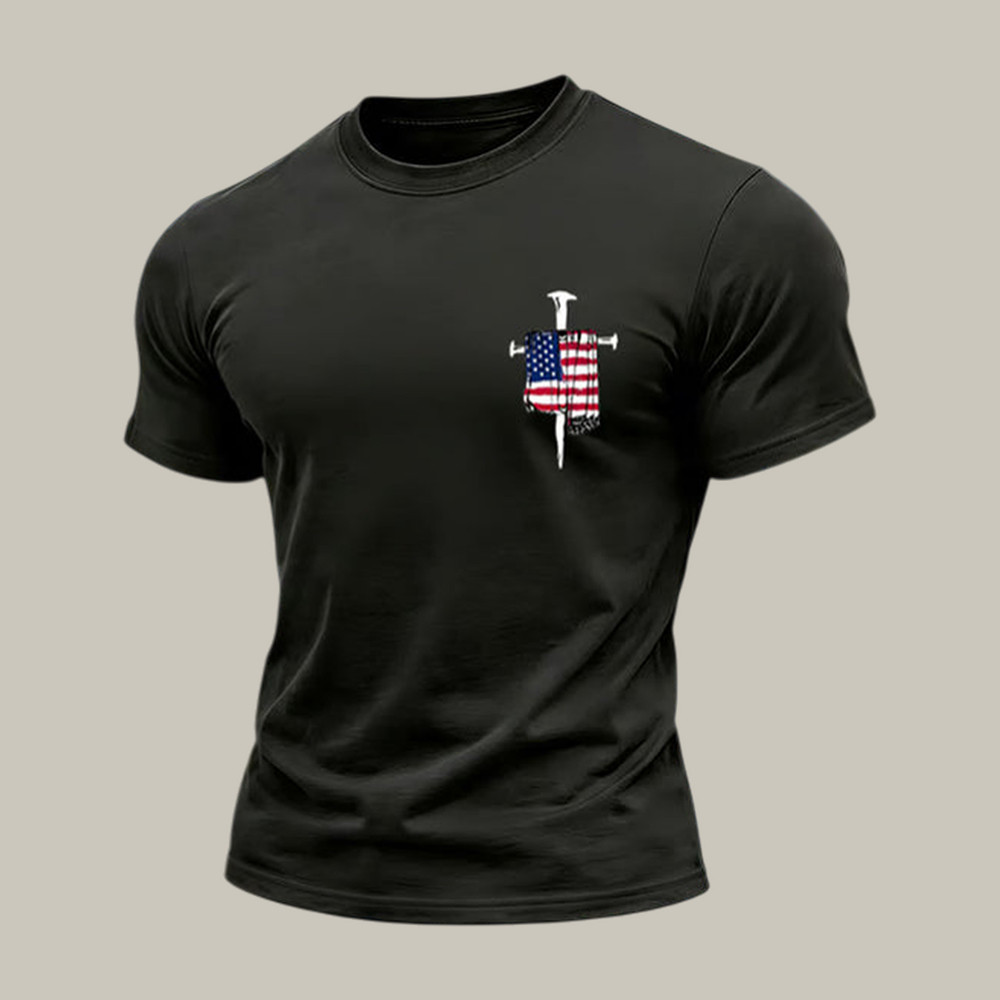 Faith Cross American Flag T-Shirt God Is Good Shirt Present For Dad Birthday