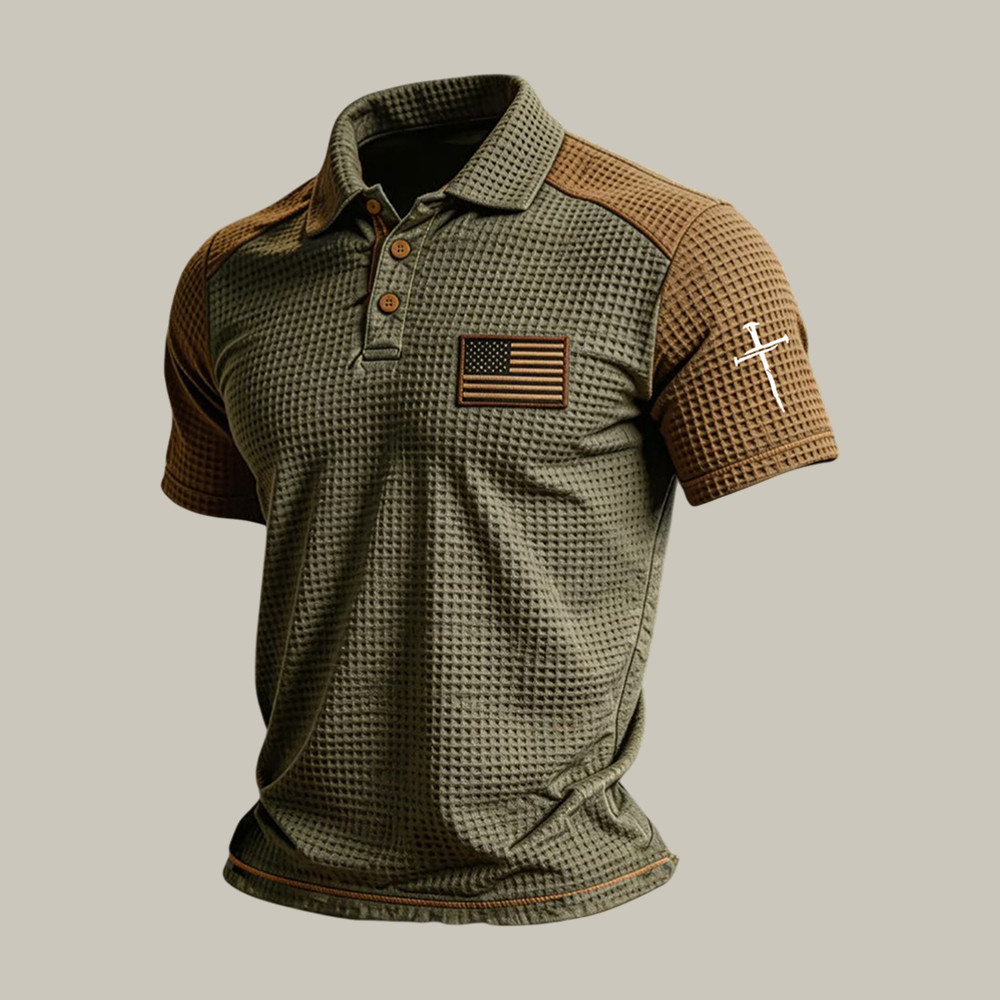 Faith Cross And American Flag Polo Shirt Faith In Jesus Clothes Best Christian Gift For Father's Day