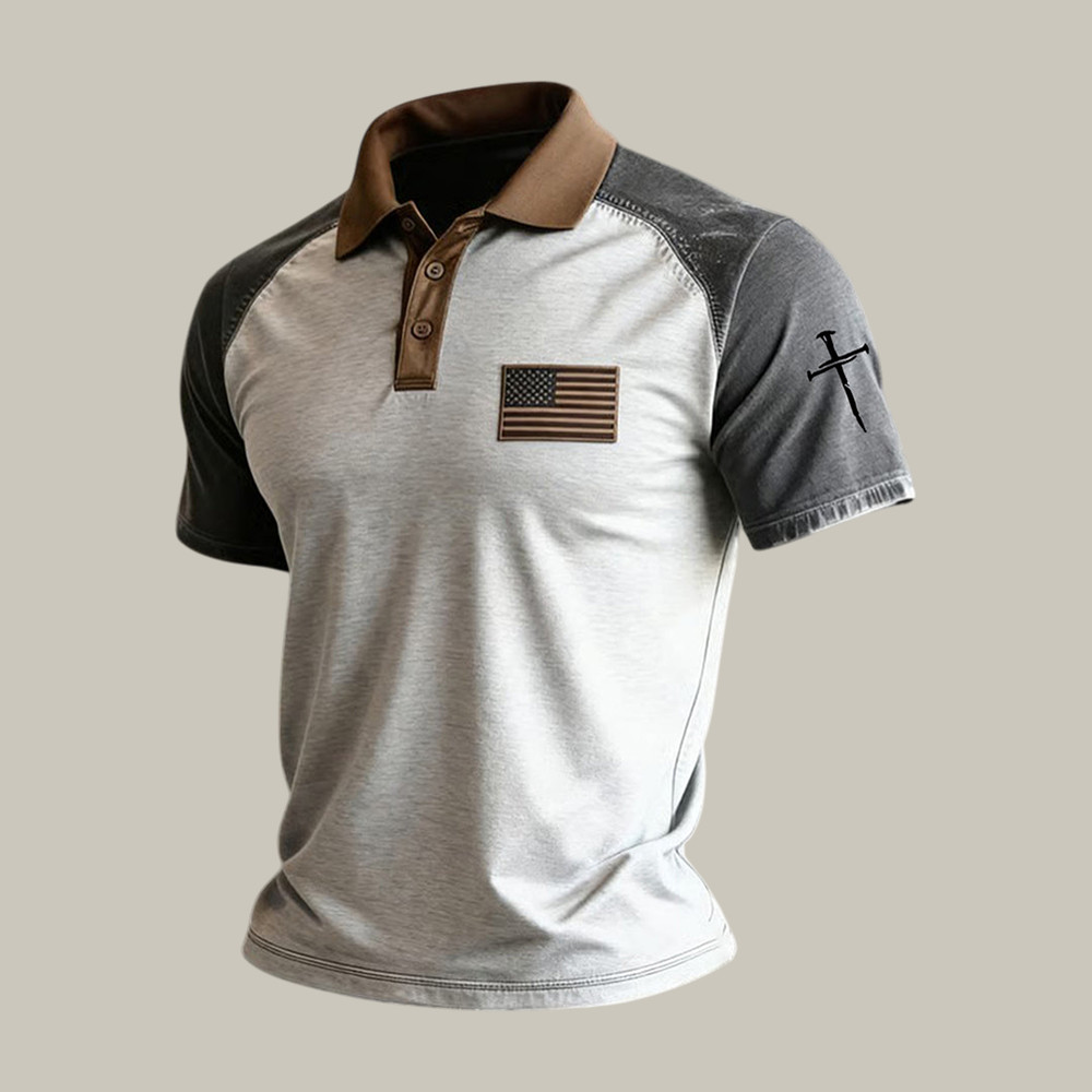 Faith Cross And American Flag Polo Shirt Faith In Jesus Clothes Unique Gift For Dad