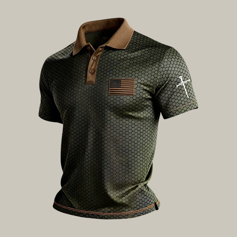 Faith Cross And American Flag Polo Shirt God Is Good Clothes Best Present For Father's Day