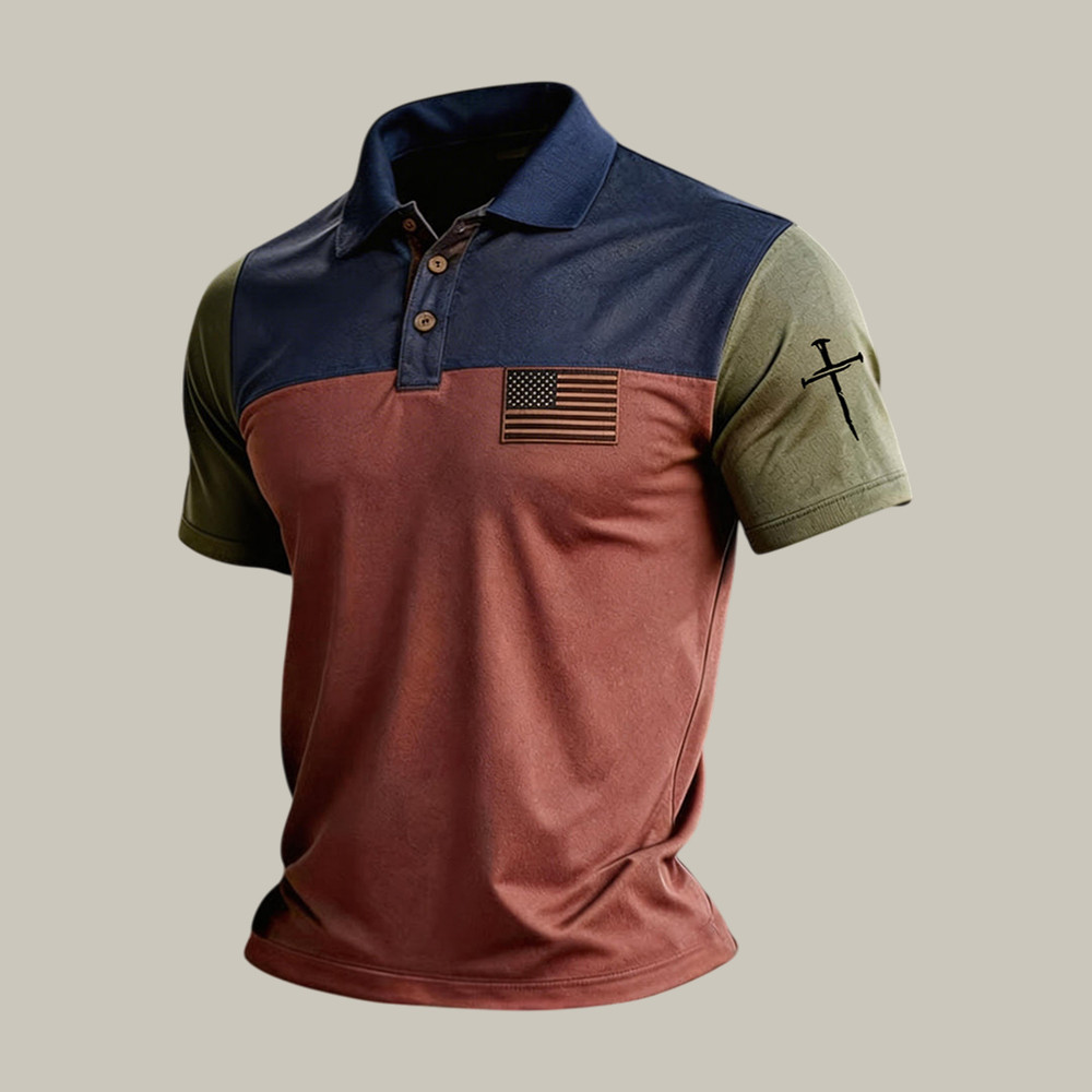 Faith Cross And American Flag Polo Shirt God Is Good Clothes Good Gift For Father