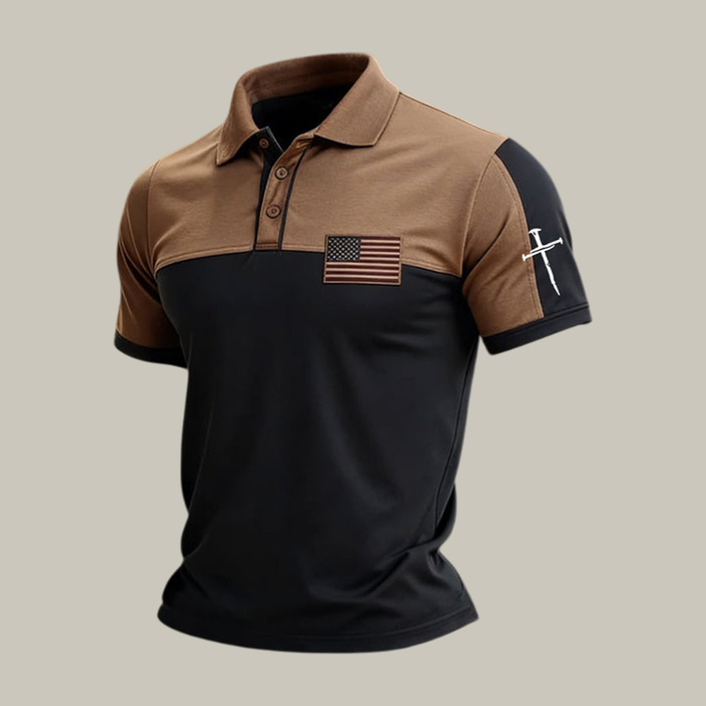 Faith Cross And American Flag Polo Shirt God Is Good Shirt Father's Day Gift For Dad